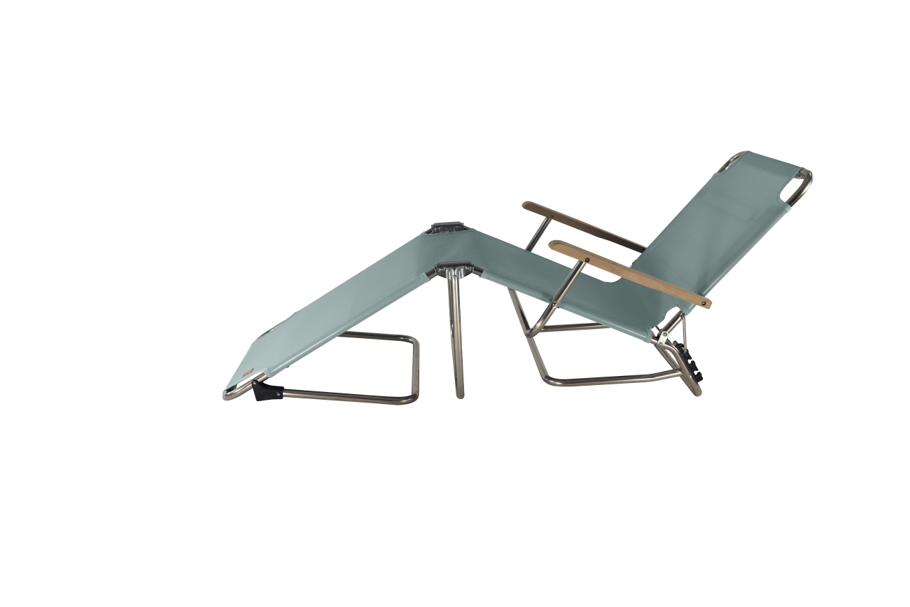 Dreibeinliege Amigo 40+ aus Aluminium mit Armlehne, Salbei