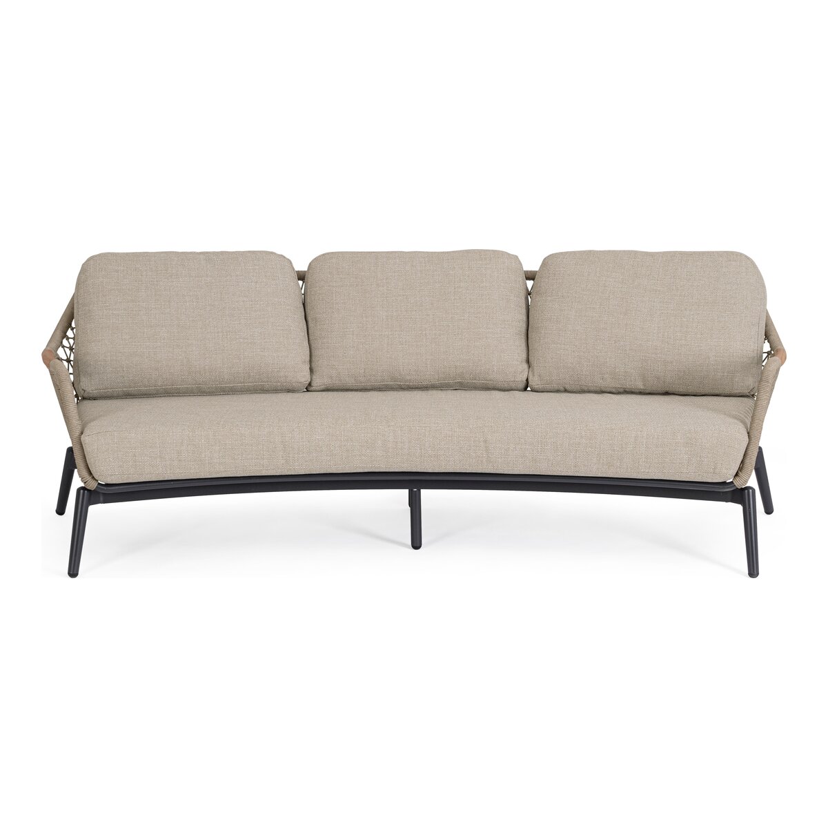 3-Sitzer Gartensofa Eulero - Aluminium Anthrazit & Olefin-Geflecht Taupe, inkl. Kissen