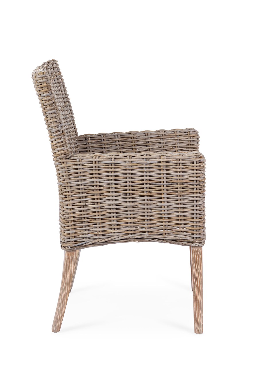 Esszimmerstuhl Manoel aus Rattan mit Armlehne