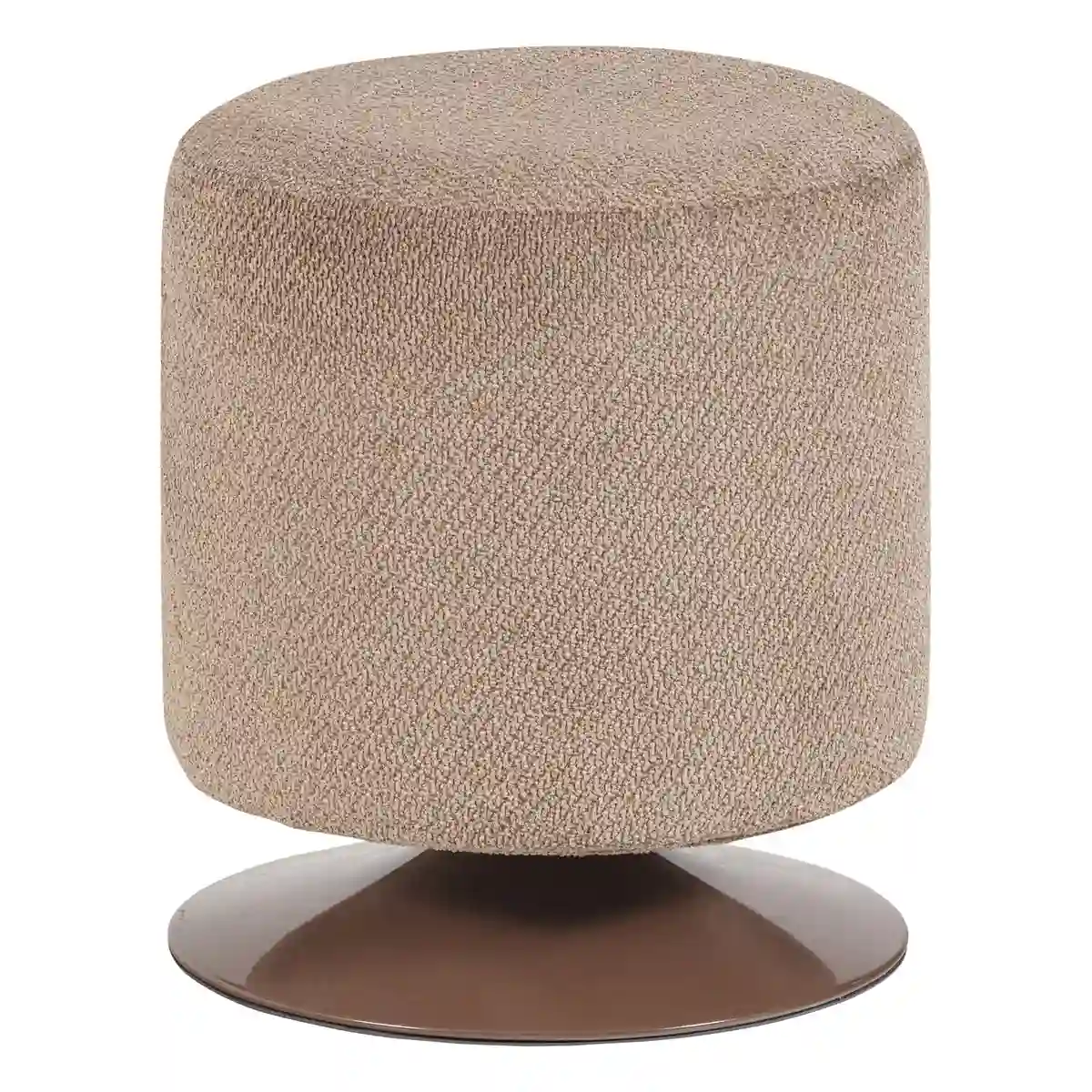 Polsterhocker Islen - Bouclé-Stoff Braun, mit Drehfuß