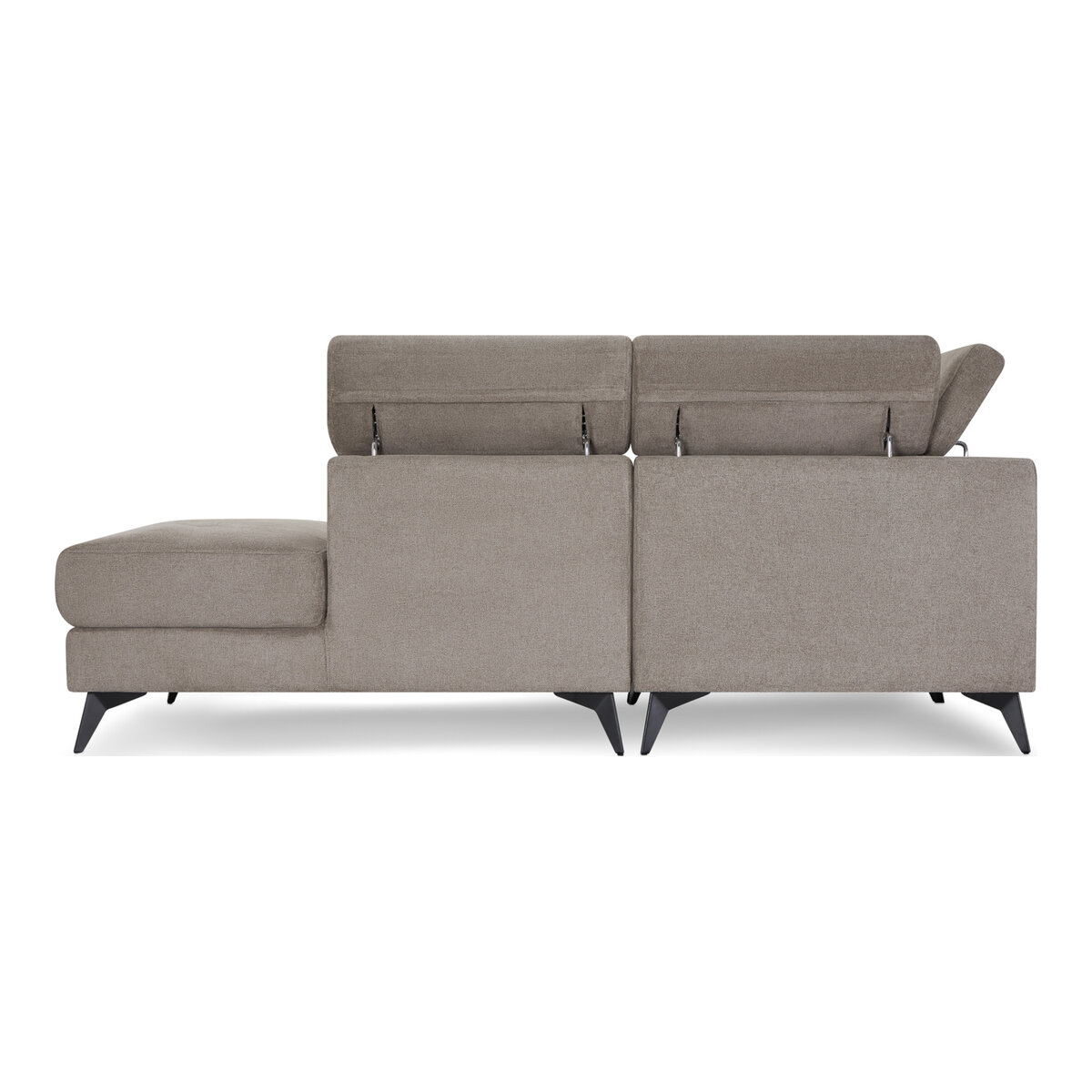 Ecksofa Sibet Rechts Taupe - mit OEKO-TEX Bezug & Kopfstütze