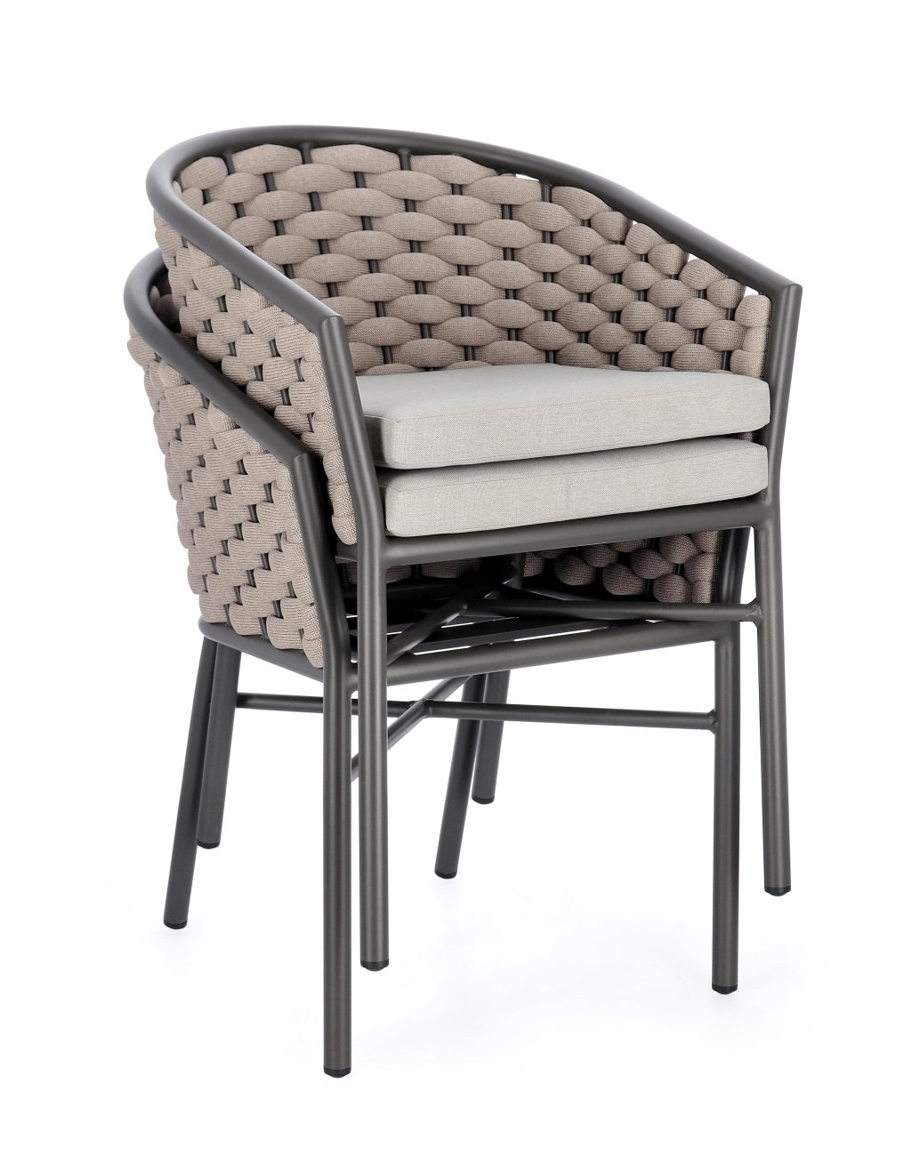 Gartenstuhl Margalida aus Aluminium, Taupe / Anthrazit