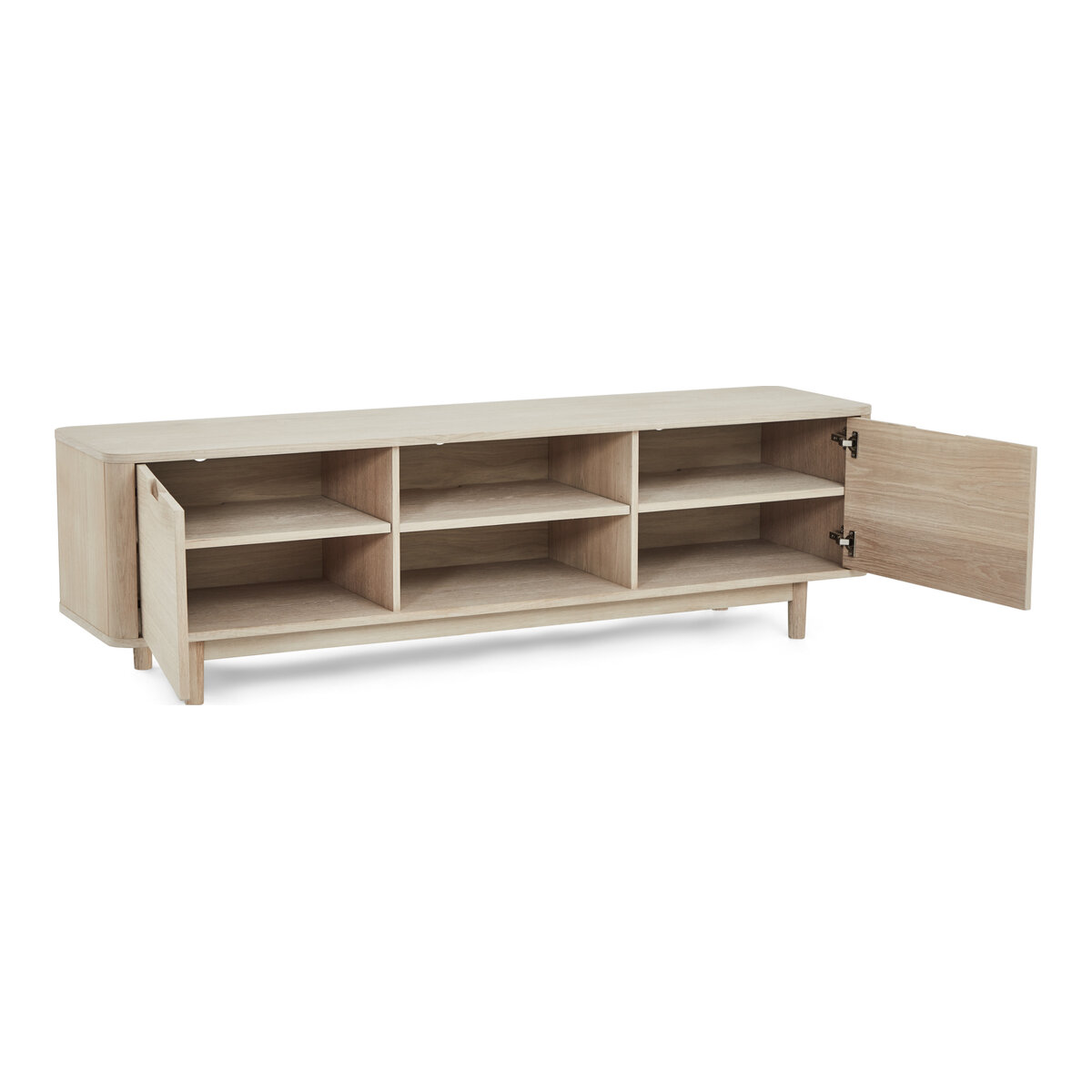 TV-Board Gorbin Eiche Whitewash 180 cm - mit Türen & Soft-Close