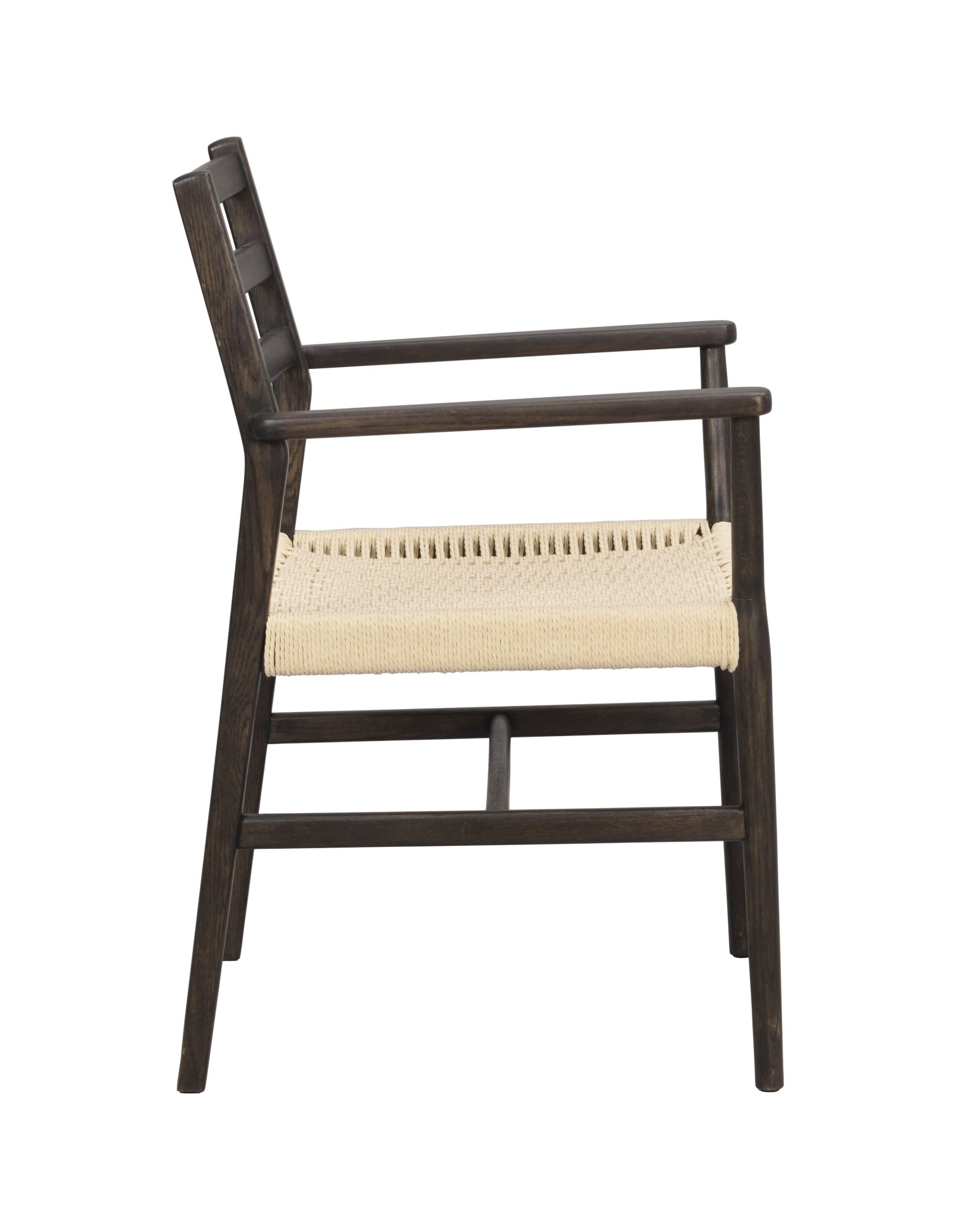 Hochwertiger Stuhl Harlan mit Armlehne, Eiche Braun / Hellbeige für jede Einrichtung.