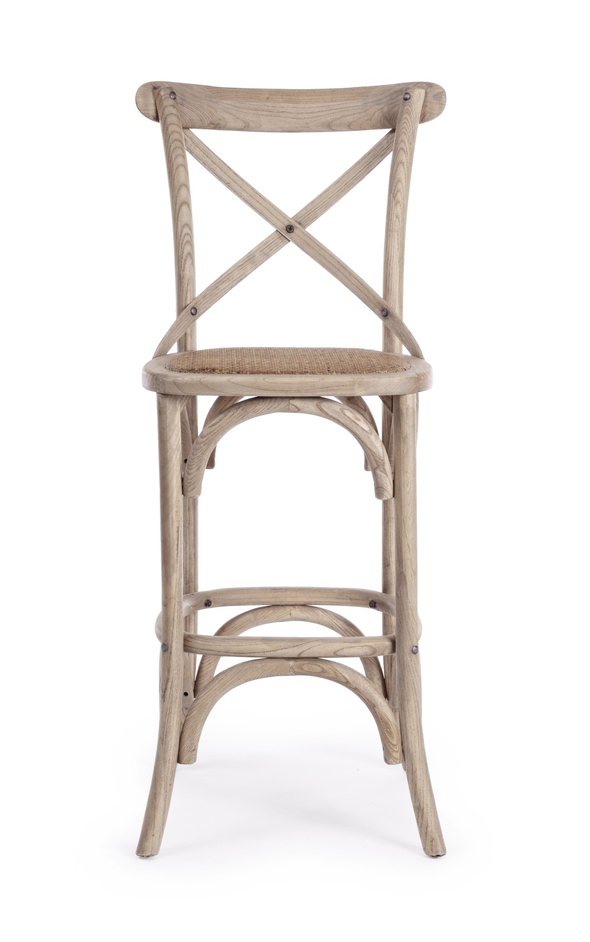 Der Barhocker Cross überzeugt mit seinem klassischen Design. Gefertigt wurde er aus Ulmenholz, welches einen natürlichen Farbton besitzt. Die Sitzfläche ist aus natürlichem Ratten Geflecht. Die Sitzhöhe des Hockers beträgt 73 cm.