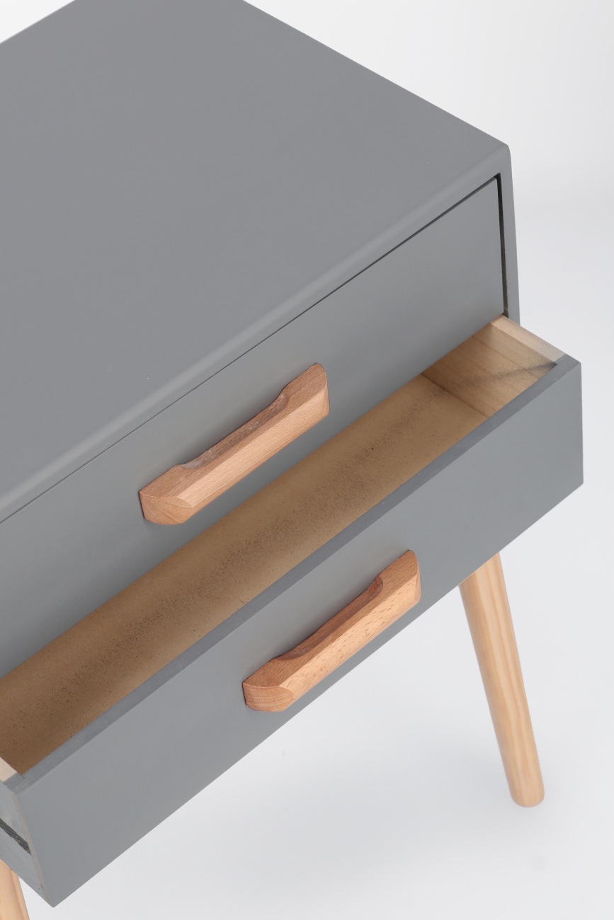 Kommode Ordinary aus Kiefernholz Grau, 2 Schubladen