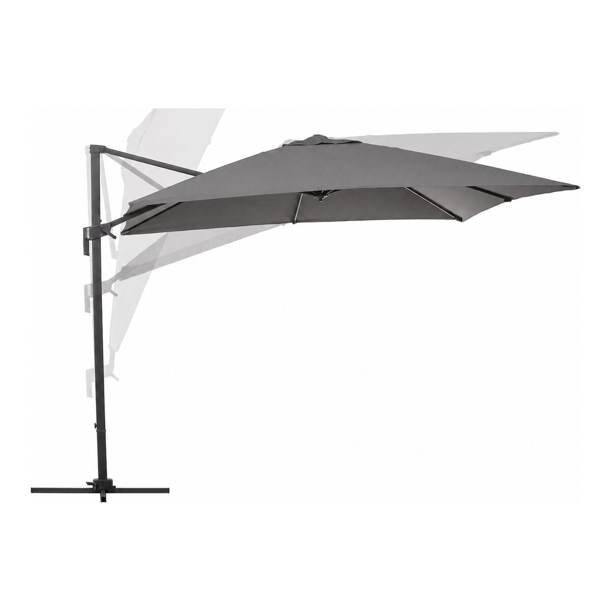 Ampelschirm Siviglia - Aluminium Anthrazit, Polyester-Stoff Dunkelgrau, 3x3 m