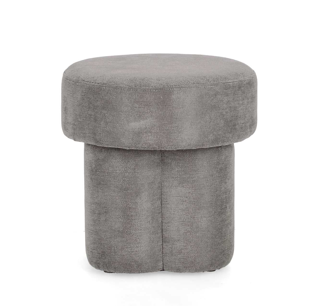 Hocker Glenda aus Stoff, Grau