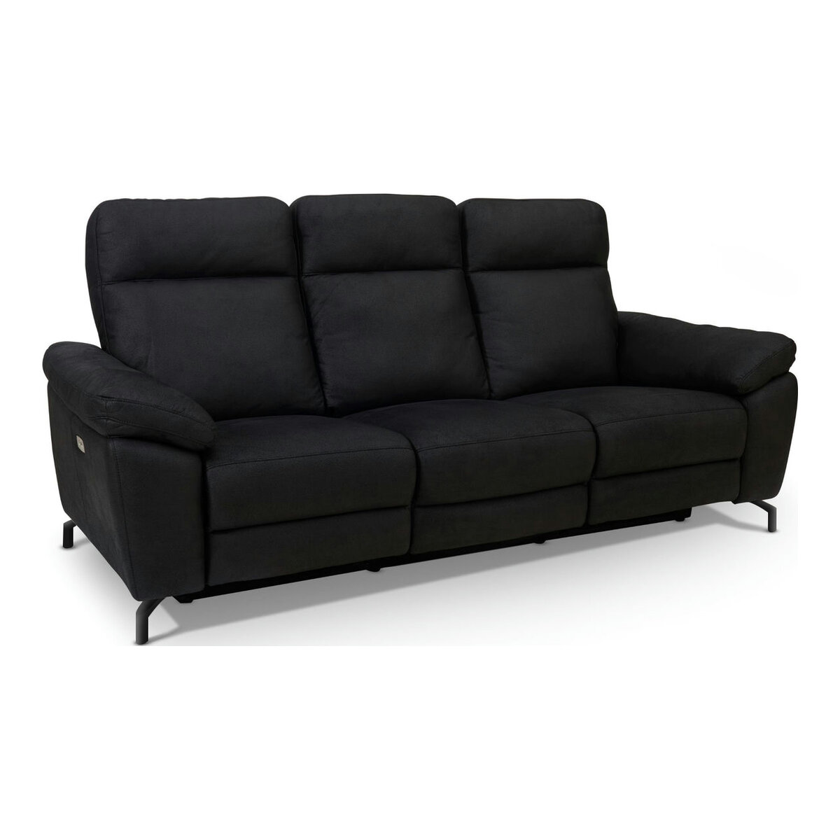 3-Sitzer Relaxsofa Astella Stoff Schwarz - Elektrisches Sofa mit Liegefunktion & USB