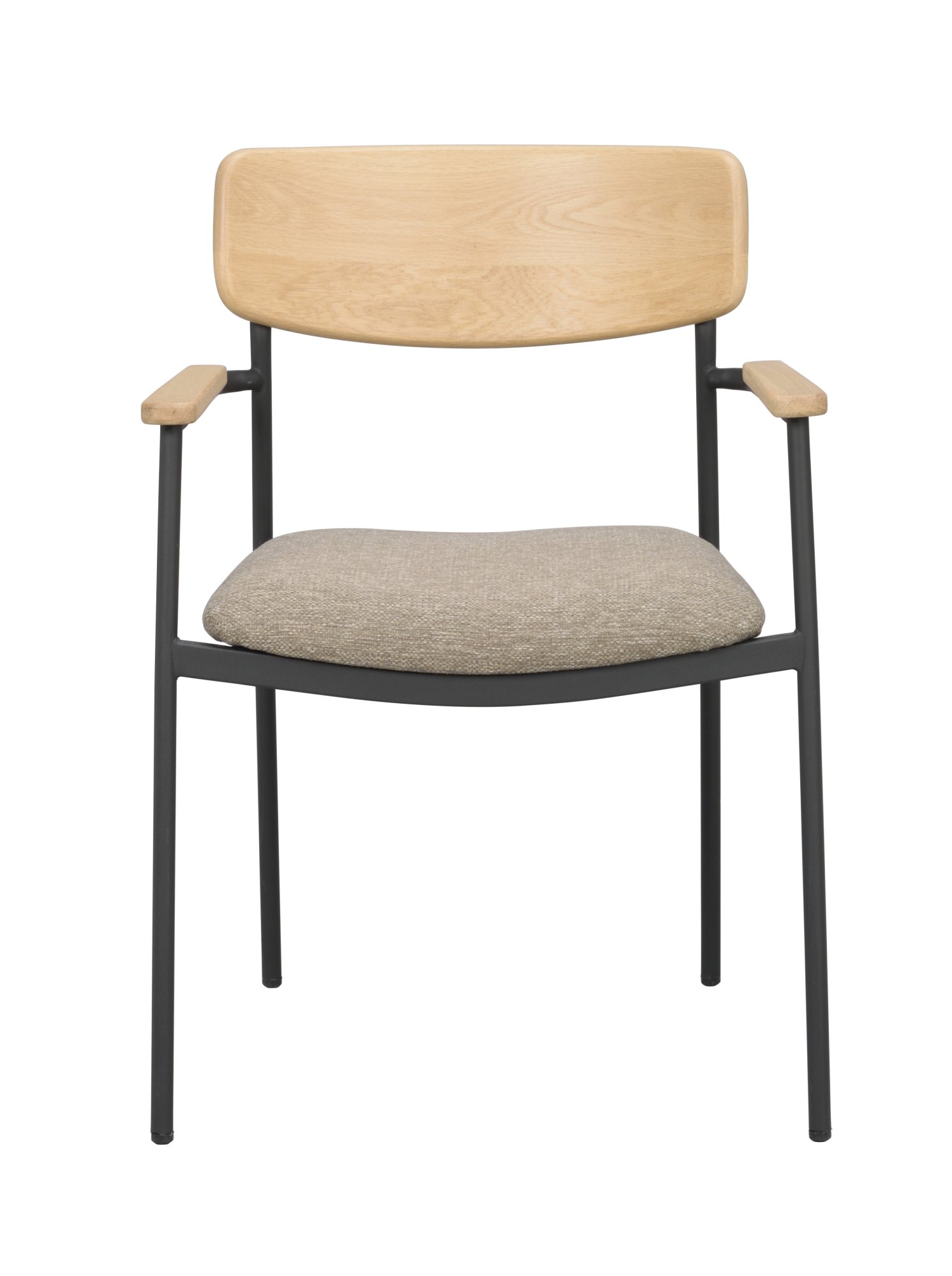 Stuhl Maymont 2er Set mit Armlehnen, Eiche / Dunkelbeige passt perfekt in stilvolle Wohnräume.