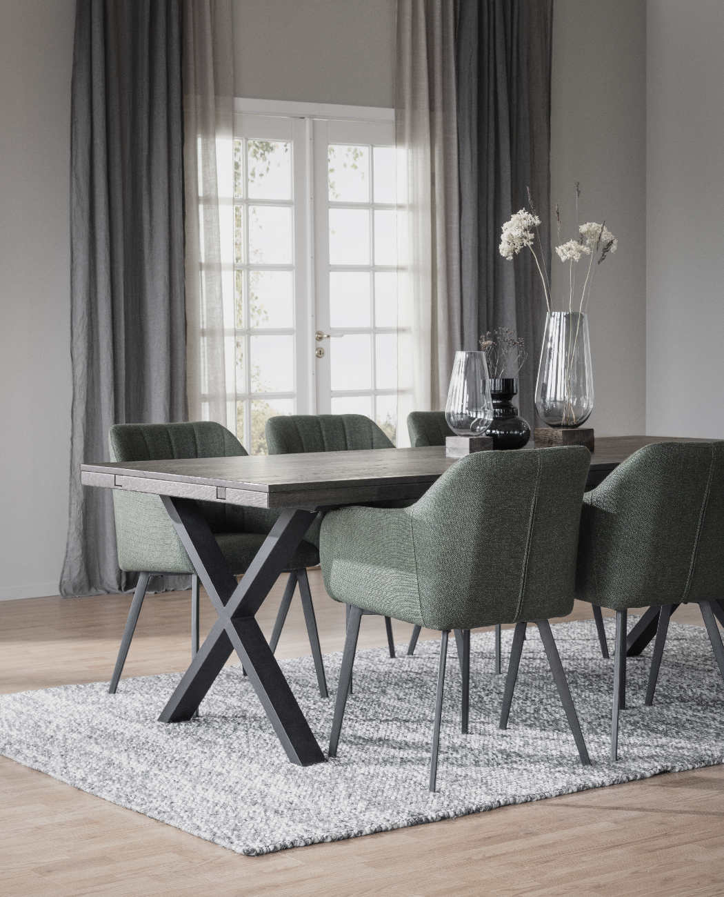 Esstisch Brooklyn, X-Gestell, 220cm, Braun