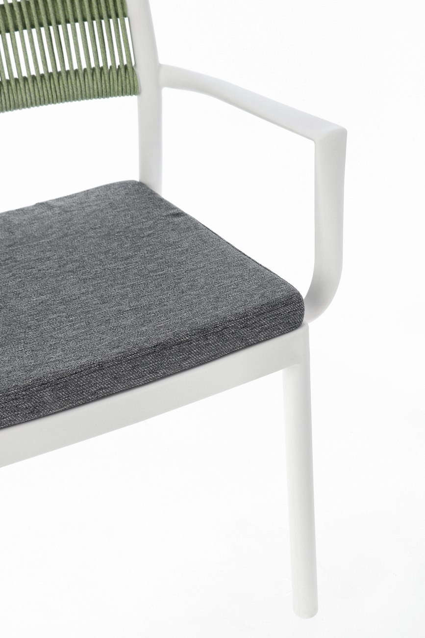 Gartenstuhl Alvin mit Armlehne, Weiß / Grün