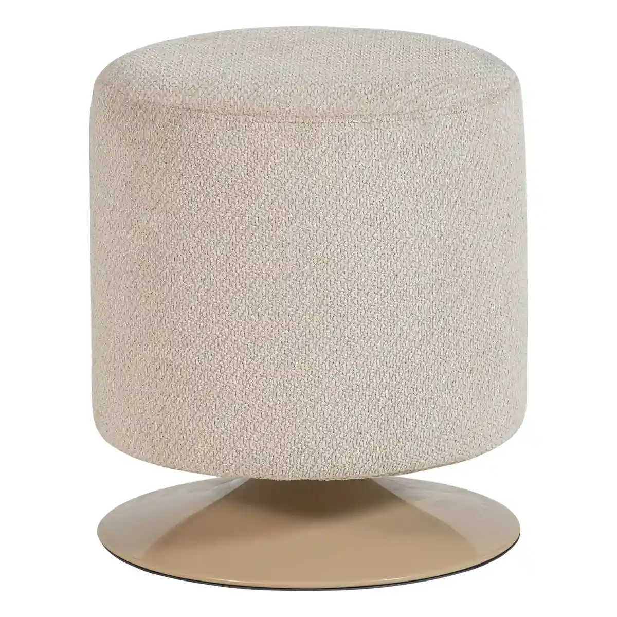 Polsterhocker Islen - Bouclé-Stoff Beige, mit Drehfuß