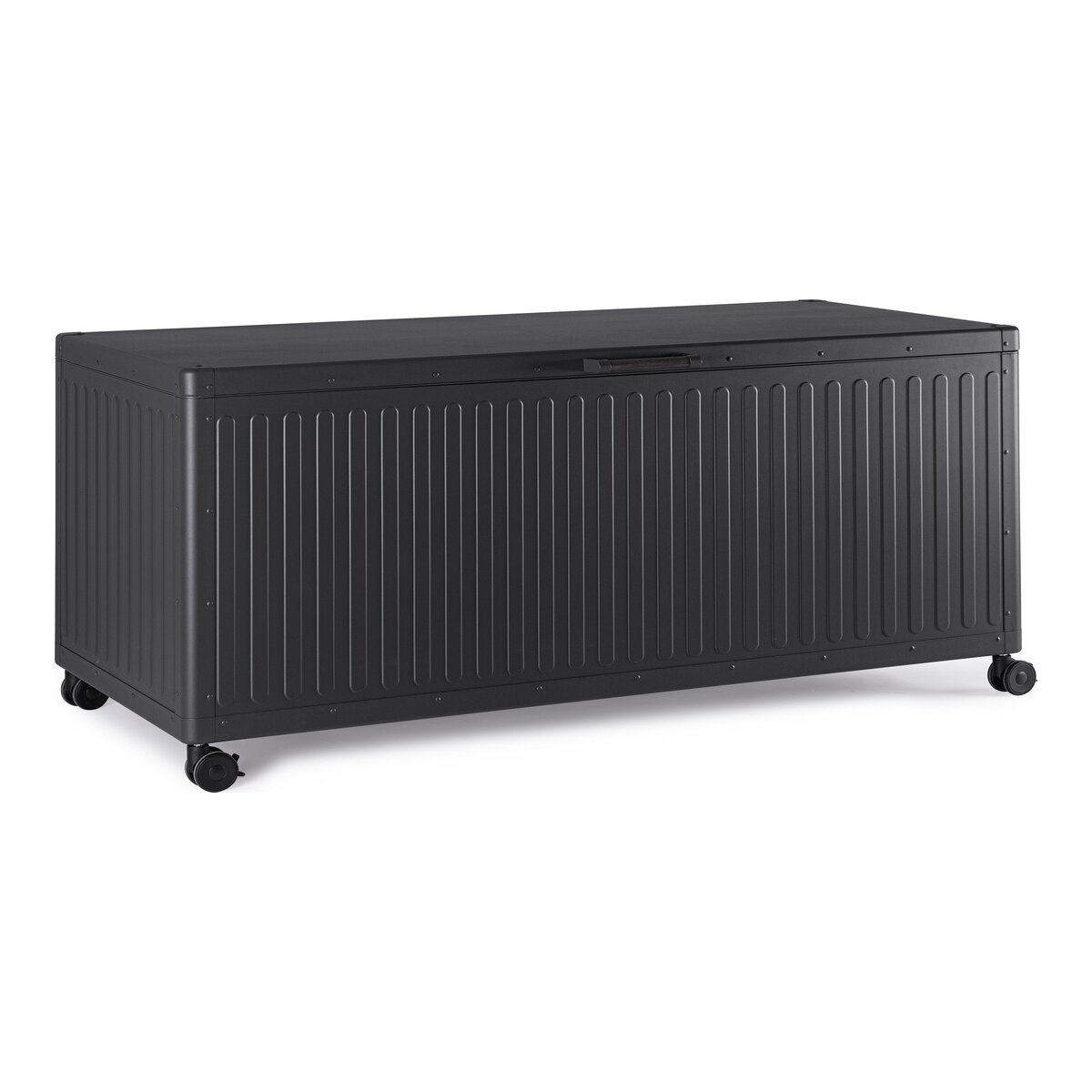 Gartentruhe Ocean - Aluminium Anthrazit, mit Gaskolben und Rollen, Größe L
