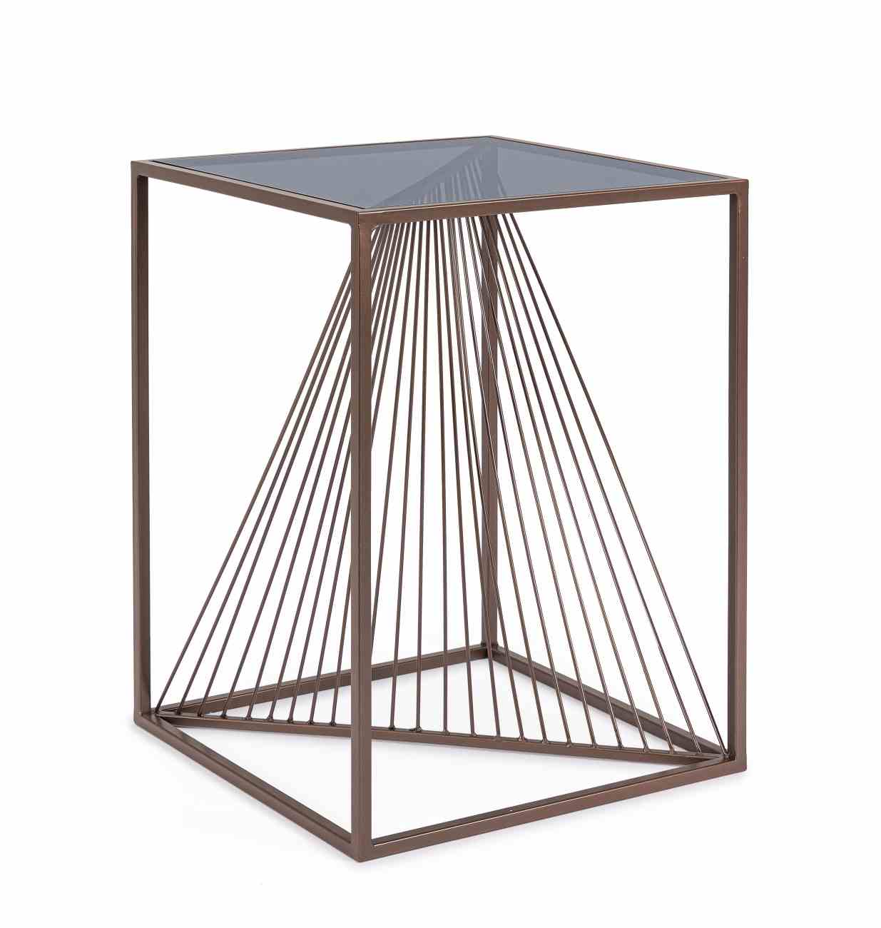 Couchtisch Espiral aus Metall, 40x40 cm Beistelltisch Espiral aus Metall Braun, 40x40 cm