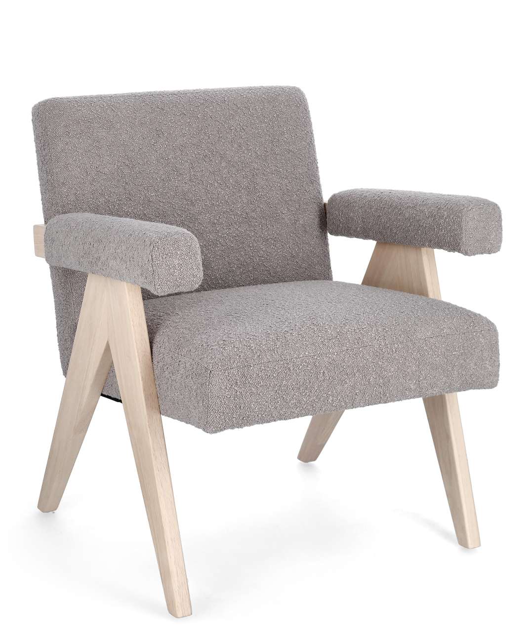 Der Sessel Faiza überzeugt mit seinem modernen Stil. Gefertigt wurde er aus Stoff, welcher einen grauen Farbton besitzt. Das Gestell ist aus Kautschuk und hat eine natürliche Farbe. Der Sessel besitzt eine Sitzhöhe von 46 cm.
