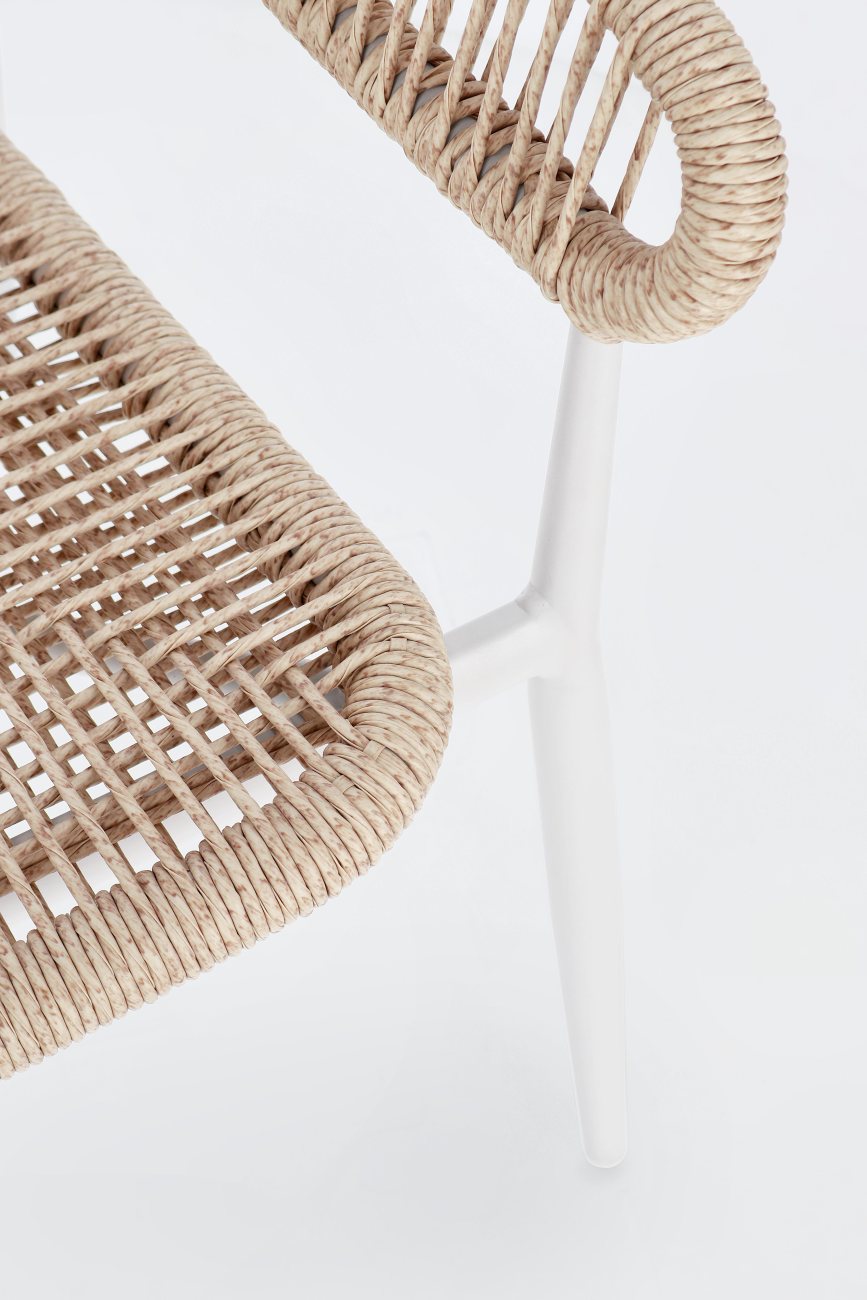 Gartenstuhl Algaida aus Aluminium, Weiß / Beige