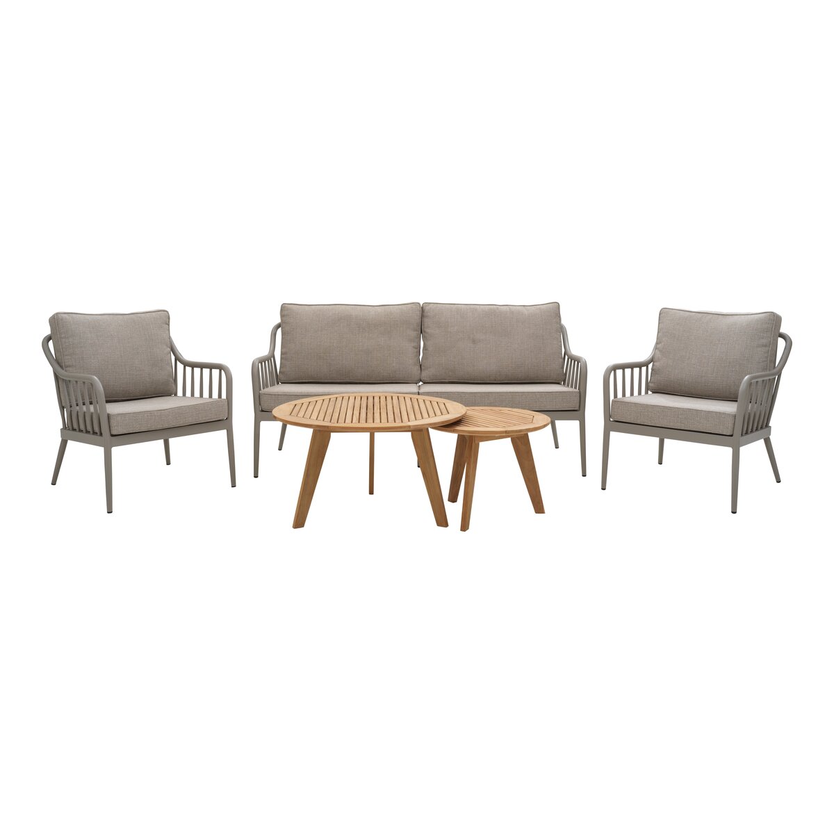 Gartensessel Coleville Khaki/Burlap Beige - aus Aluminium & Olefin, inkl. Kissen