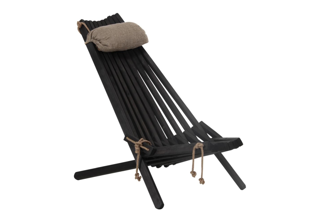Der Gartenstuhl Ribbon überzeugt mit seinem modernen Design. Gefertigt wurde er aus Buchenholz, welcher einen schwarzen Farbton besitzt. Das Gestell ist auch aus Buchenholz und hat eine schwarze Farbe. Die Sitzhöhe des Stuhls beträgt 43 cm.