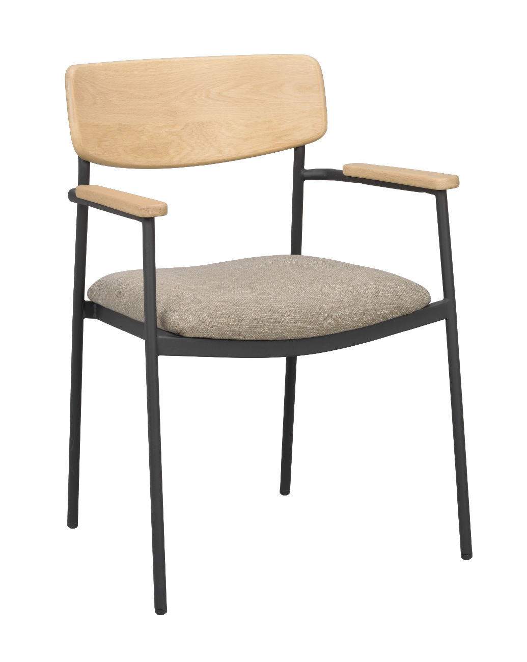 Stuhl Maymont 2er Set mit Armlehnen, Eiche / Dunkelbeige