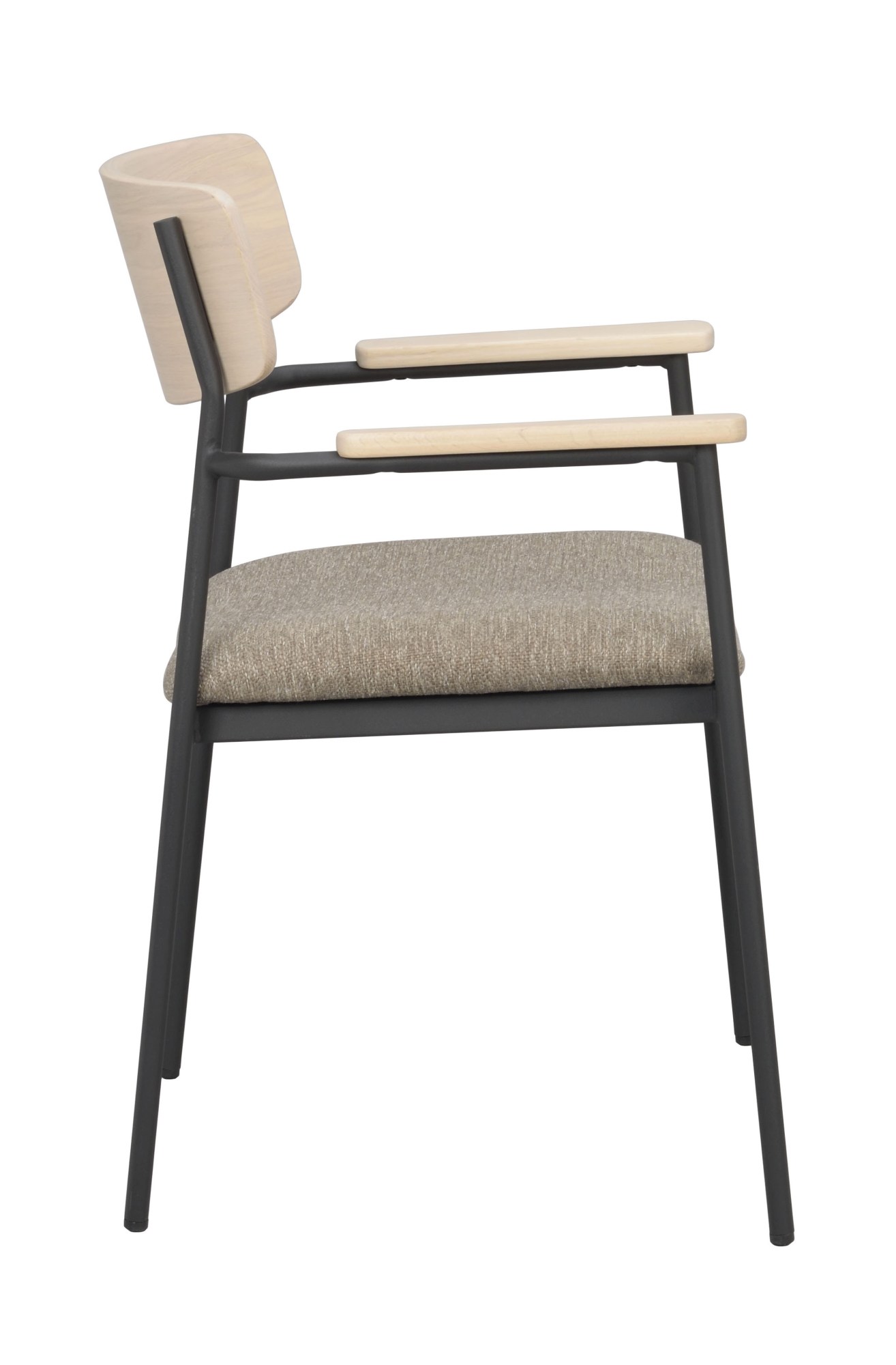 Stuhl Maymont 2er Set mit Armlehnen, Whitewash / Dunkelbeige – überzeugt mit zeitlosem Stil.