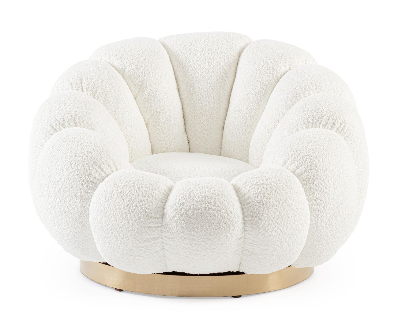 Drehsessel Florel aus Boucle-Stoff, Weiß