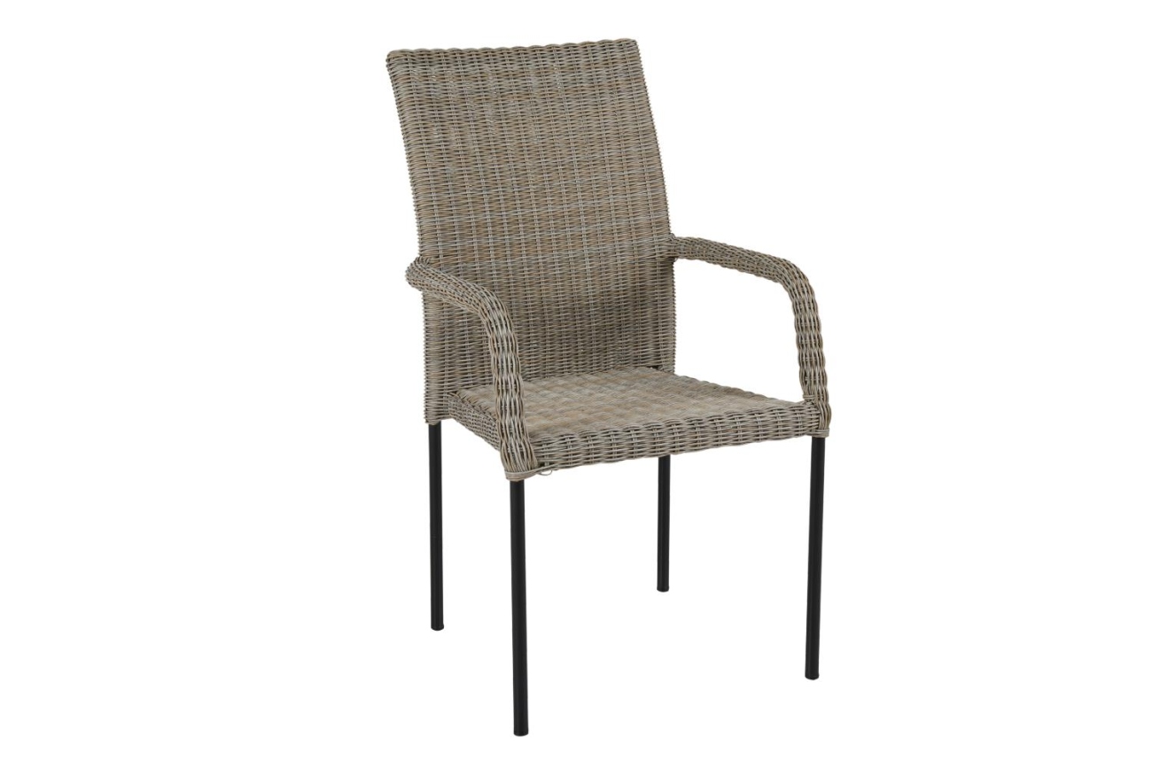 Der Gartenstuhl Nypon überzeugt mit seinem modernen Design. Gefertigt wurde er aus Rattan, welcher einen braunen Farbton besitzt. Das Gestell ist aus Metall und hat eine schwarze Farbe. Die Sitzhöhe des Stuhls beträgt 43 cm.