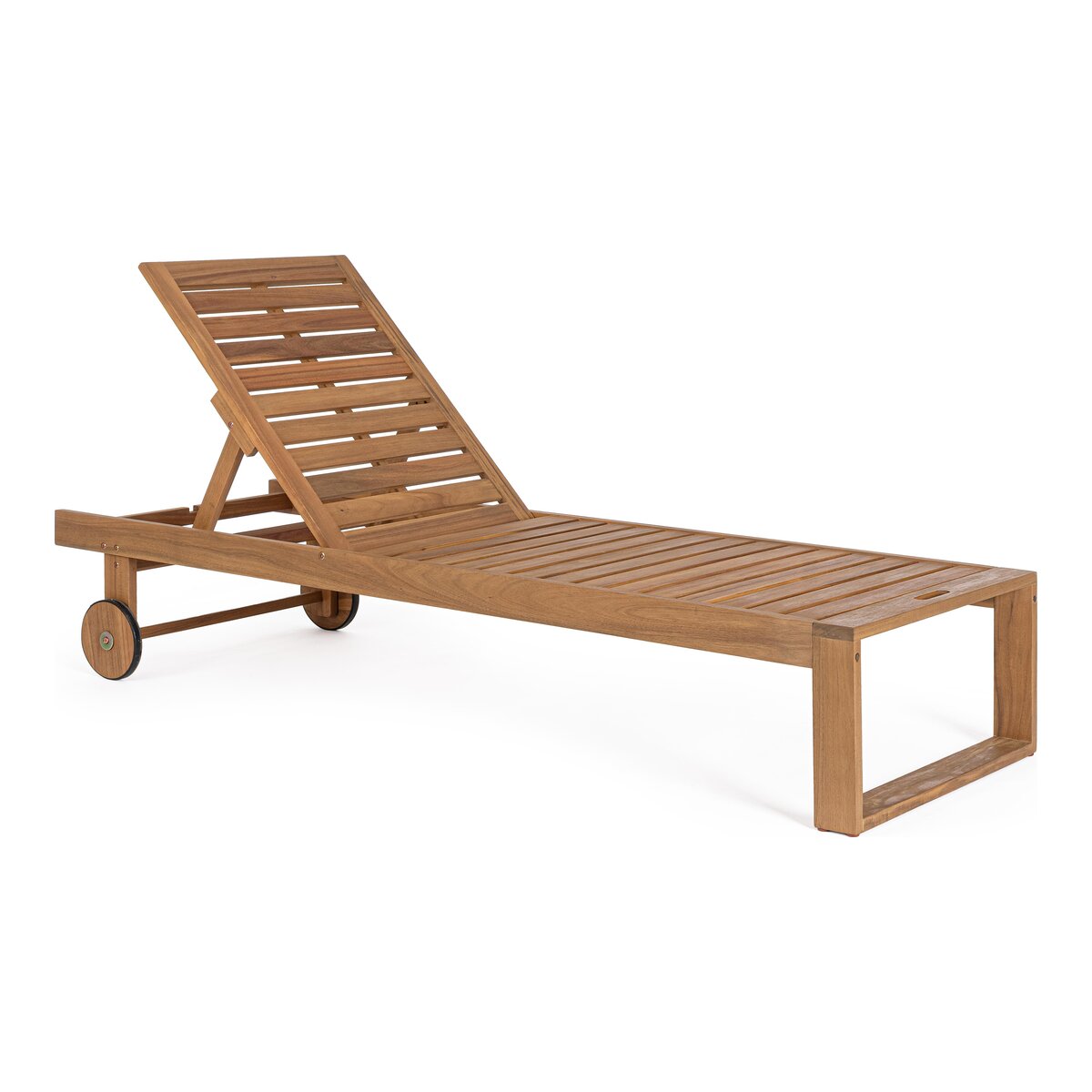 Gartenliege Danubio verstellbar - Akazienholz Natur, Teak-Optik, mit Rädern