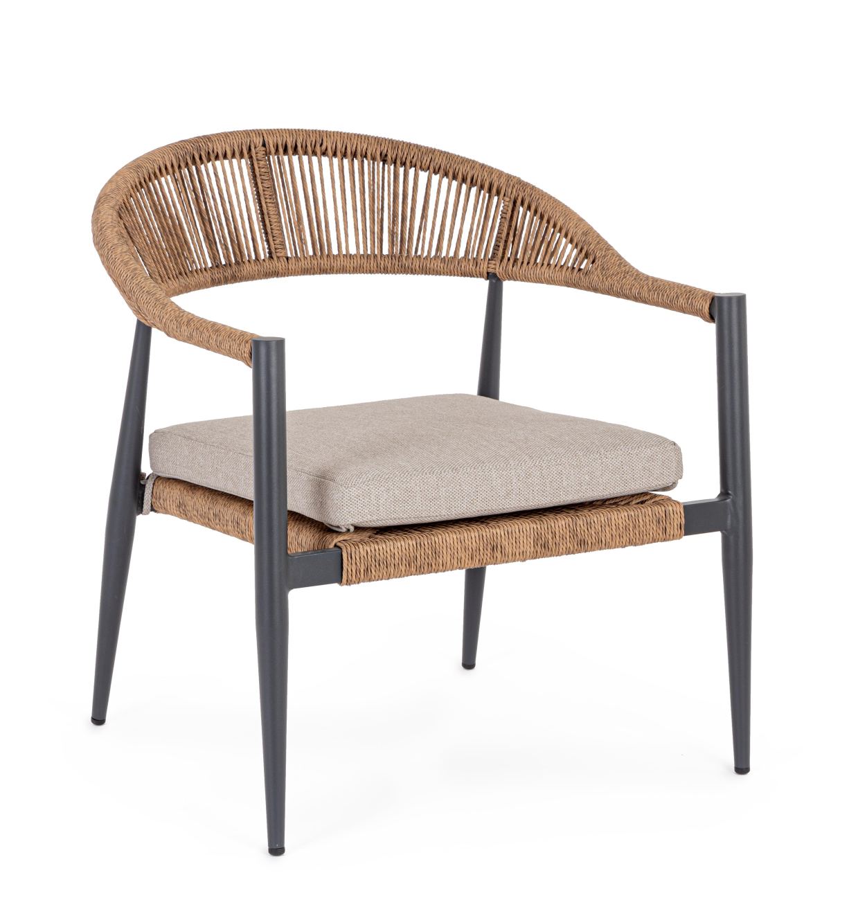 Gartensessel Jandia aus Aluminium, Anthrazit / Natur Gartensessel Jandia aus Aluminium, Anthrazit / Natur