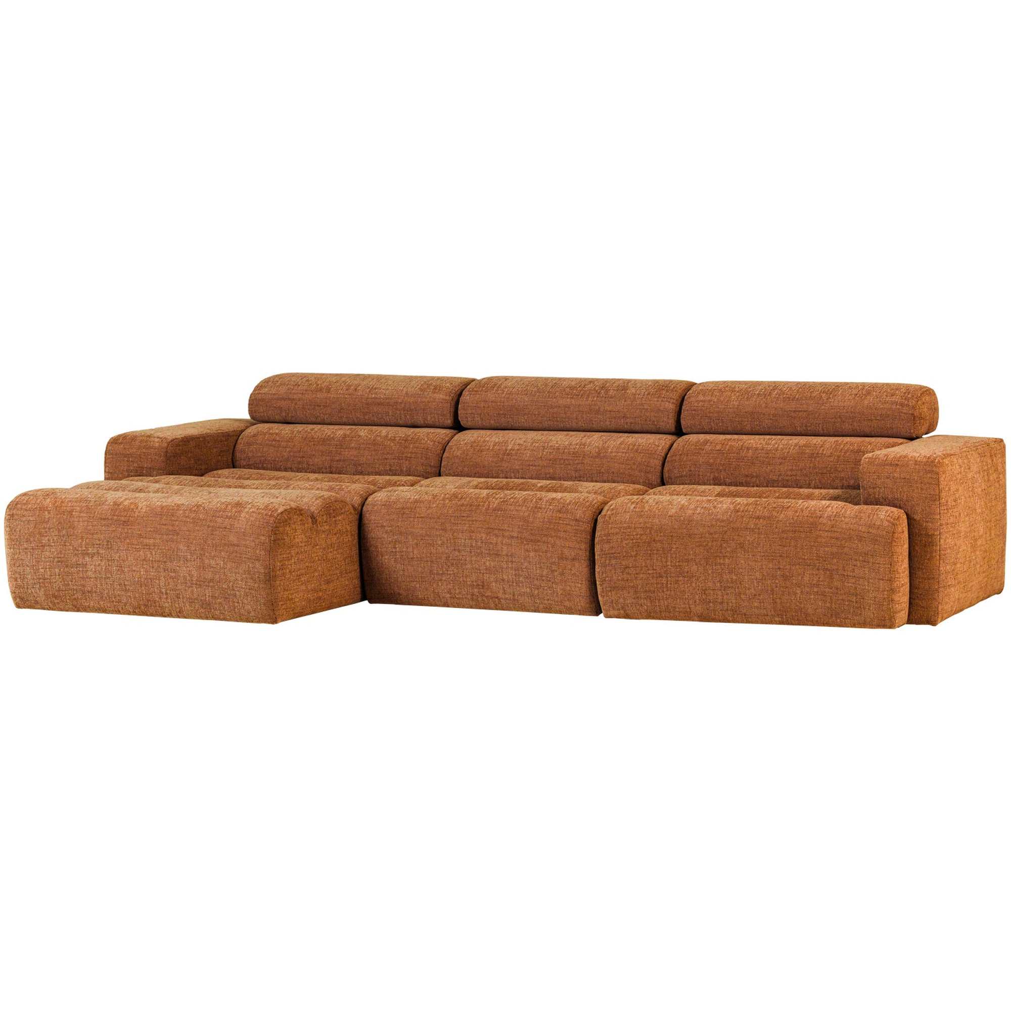 Ecksofa Novi Melange Orange - Chaiselongue mit verstellbarer Nackenstütze, Links