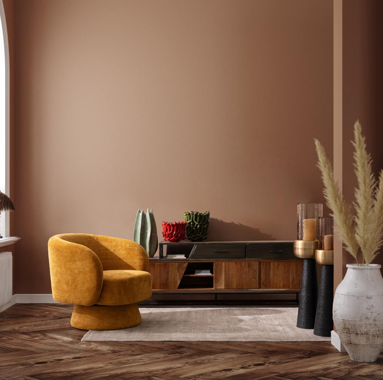 Sessel Julienne aus Stoff, Senf