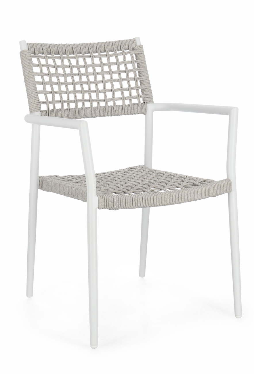 Gartenstuhl Caleta aus Aluminium, Hellgrau / Weiß Gartenstuhl Caleta aus Aluminium, Hellgrau / Weiß