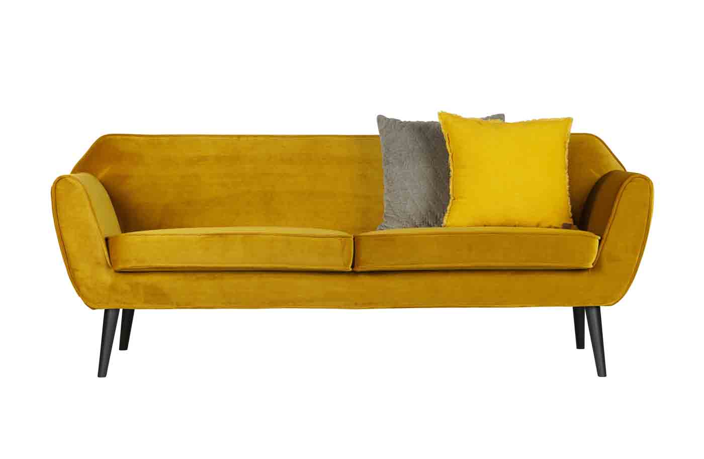 Sofa Rocco mit Samtbezug in der Farbe Gelb