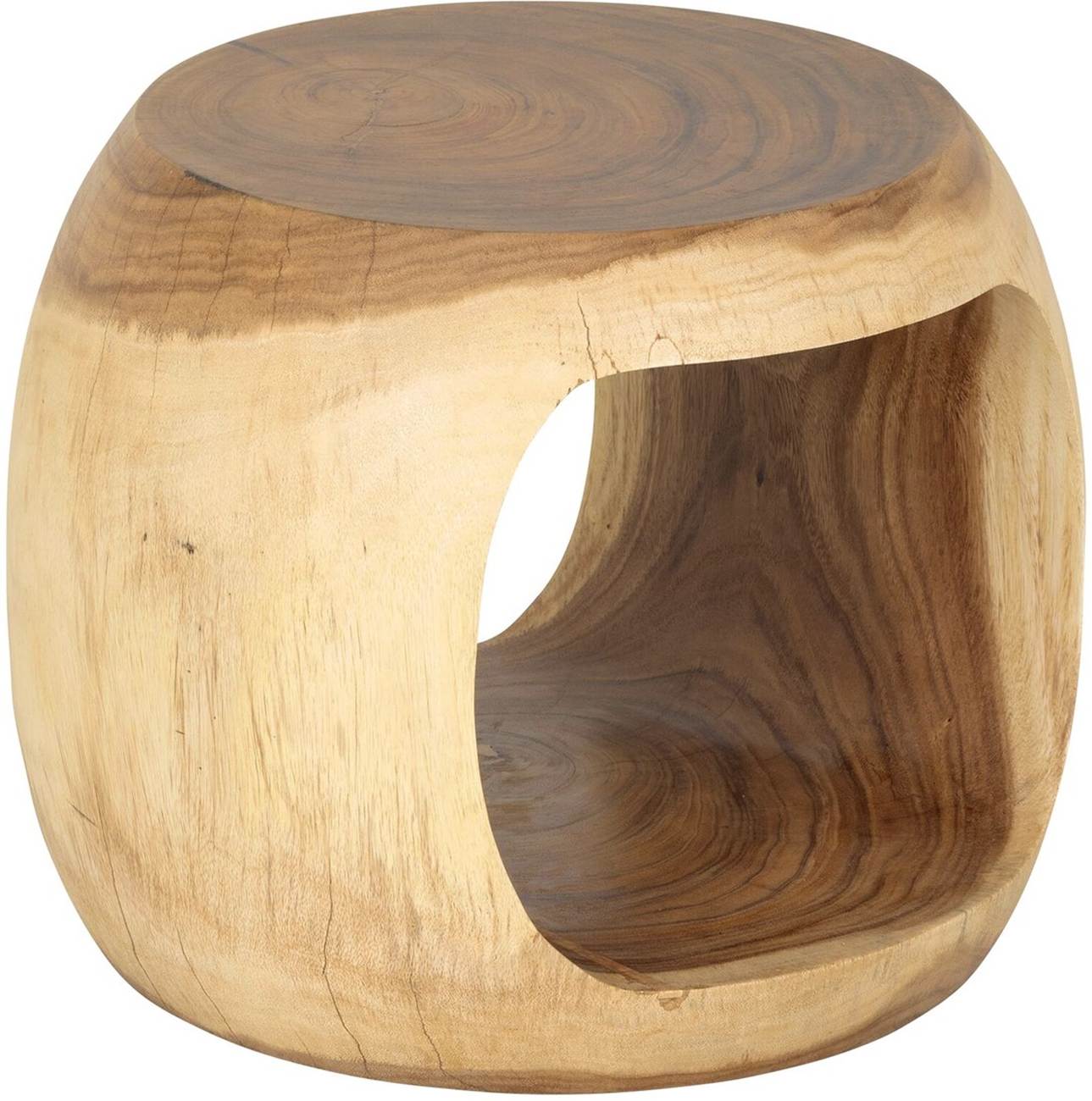 Der Beistelltisch Paso überzeugt mit seinem modernen Stil. Gefertigt wurde er aus Suarholz, welches einen natürlichen Farbton besitzt. Der Tisch besitzt einen Durchmesser von 50 cm