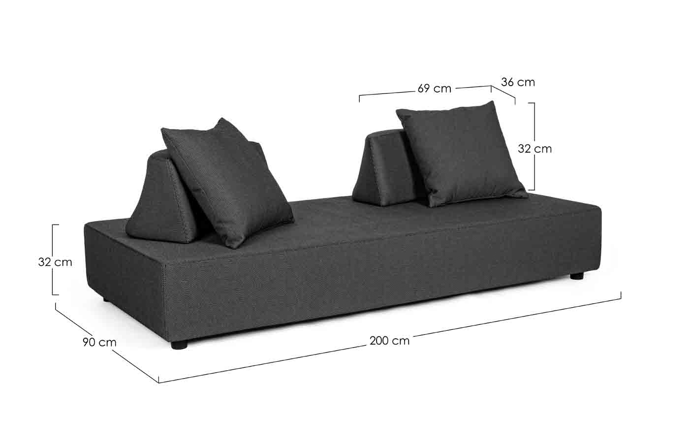 Modernes Sofa Piper mit verstellbaren Rückenlehnen und passenden Kissen