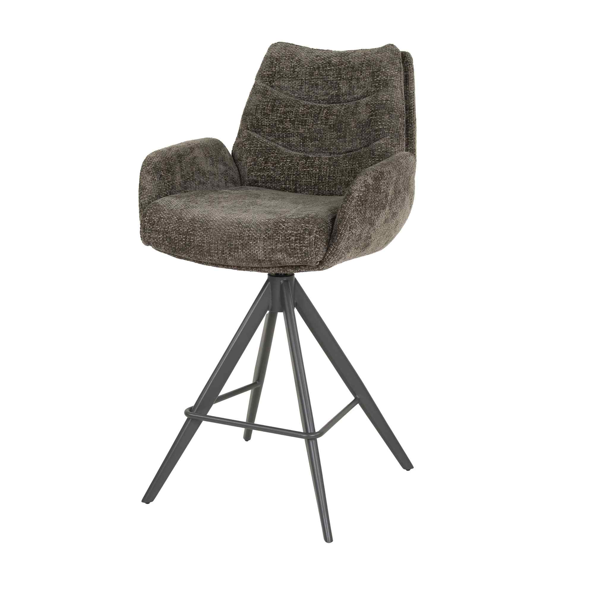 2er-Set Barhocker Riloure mit Armlehne, Drehbar - Webstoff, Braun