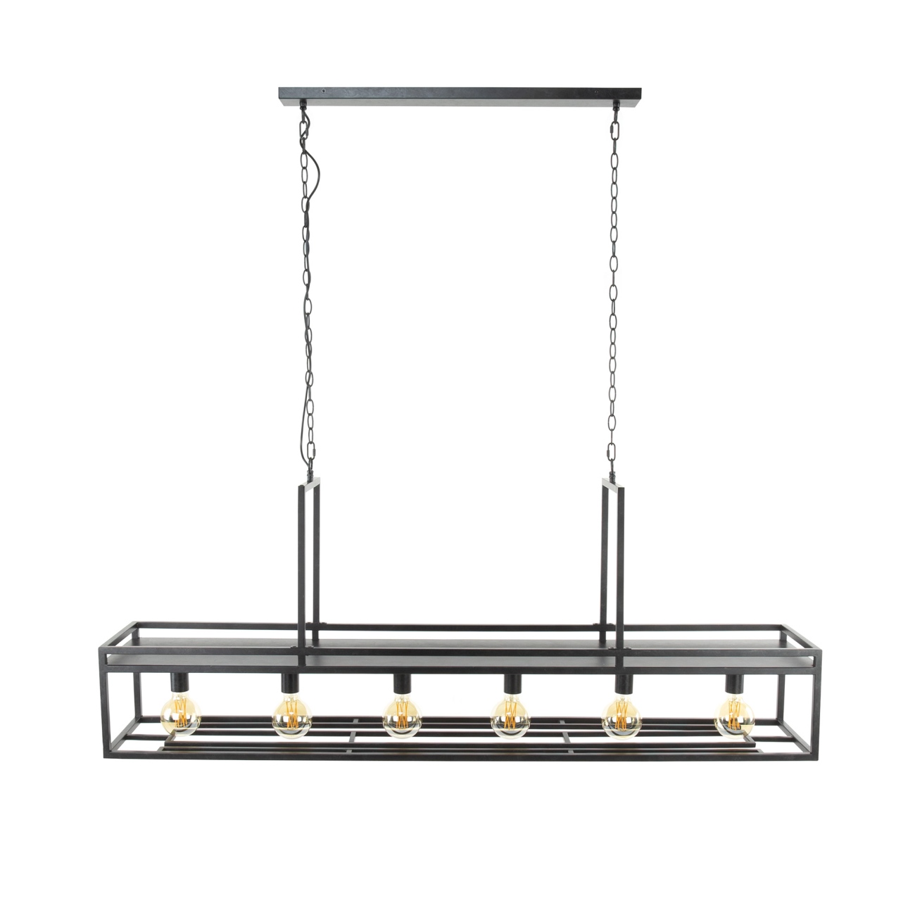 Hängeleuchte Savoi, 6-flammig - Metall, Regal & Glashalter, inkl. LED