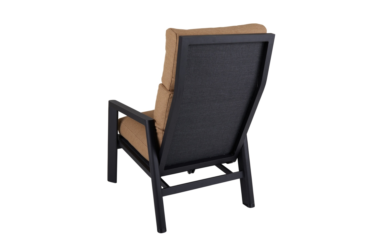 Gartensessel Slide mit verstellbarer Rückenlehne, Schwarz / Braun