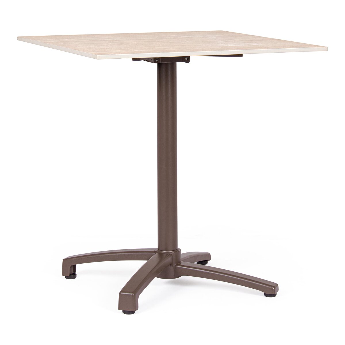 Garten-Bistrotisch Claret - Aluminium Schokobraun, Steinplatte Beige, 70 x 70 cm