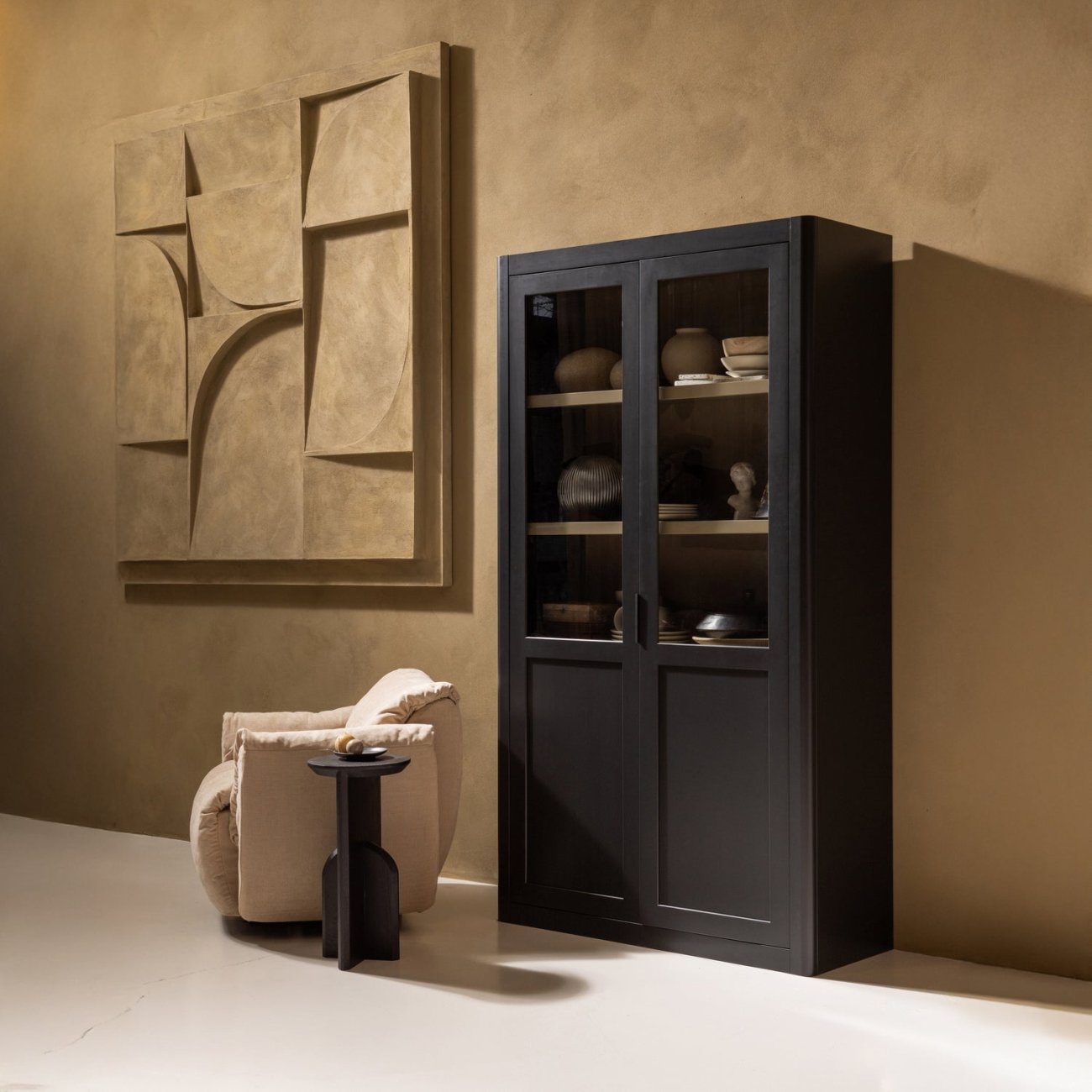 Drehsessel Baggy aus Chenille-Stoff, Sand