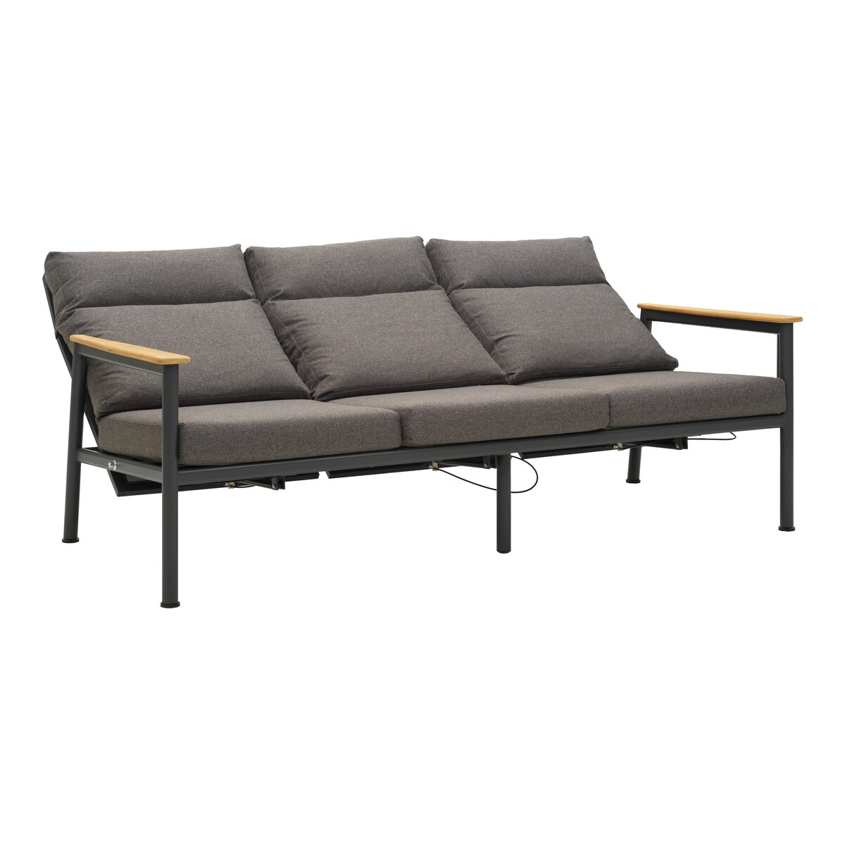 Gartensofa Gordon 3-Sitzer, Aluminium & Outdoor-Stoff, Verstellbar, Anthrazit