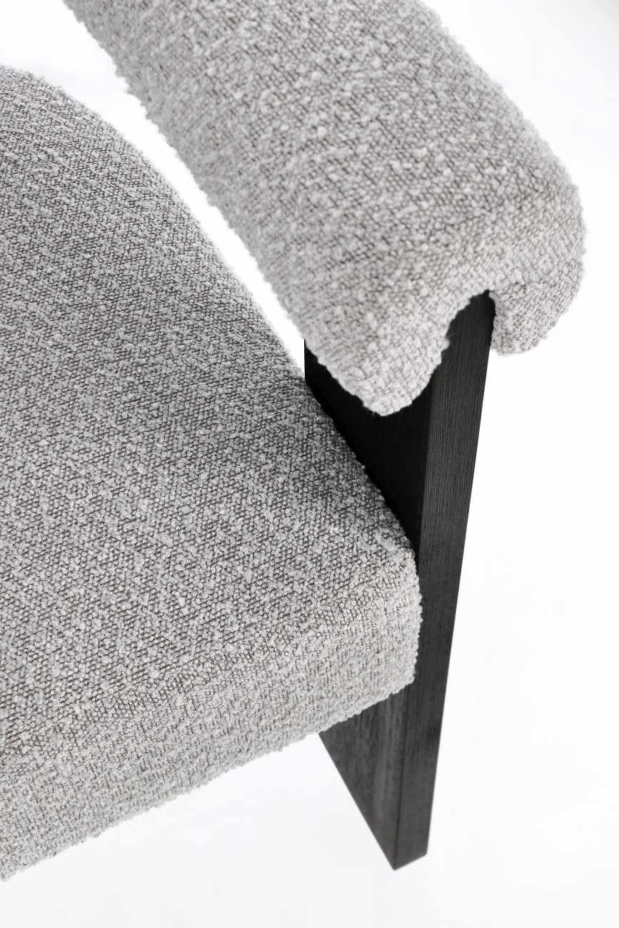 Esszimmerstuhl Agape aus Boucle, Grau / Schwarz