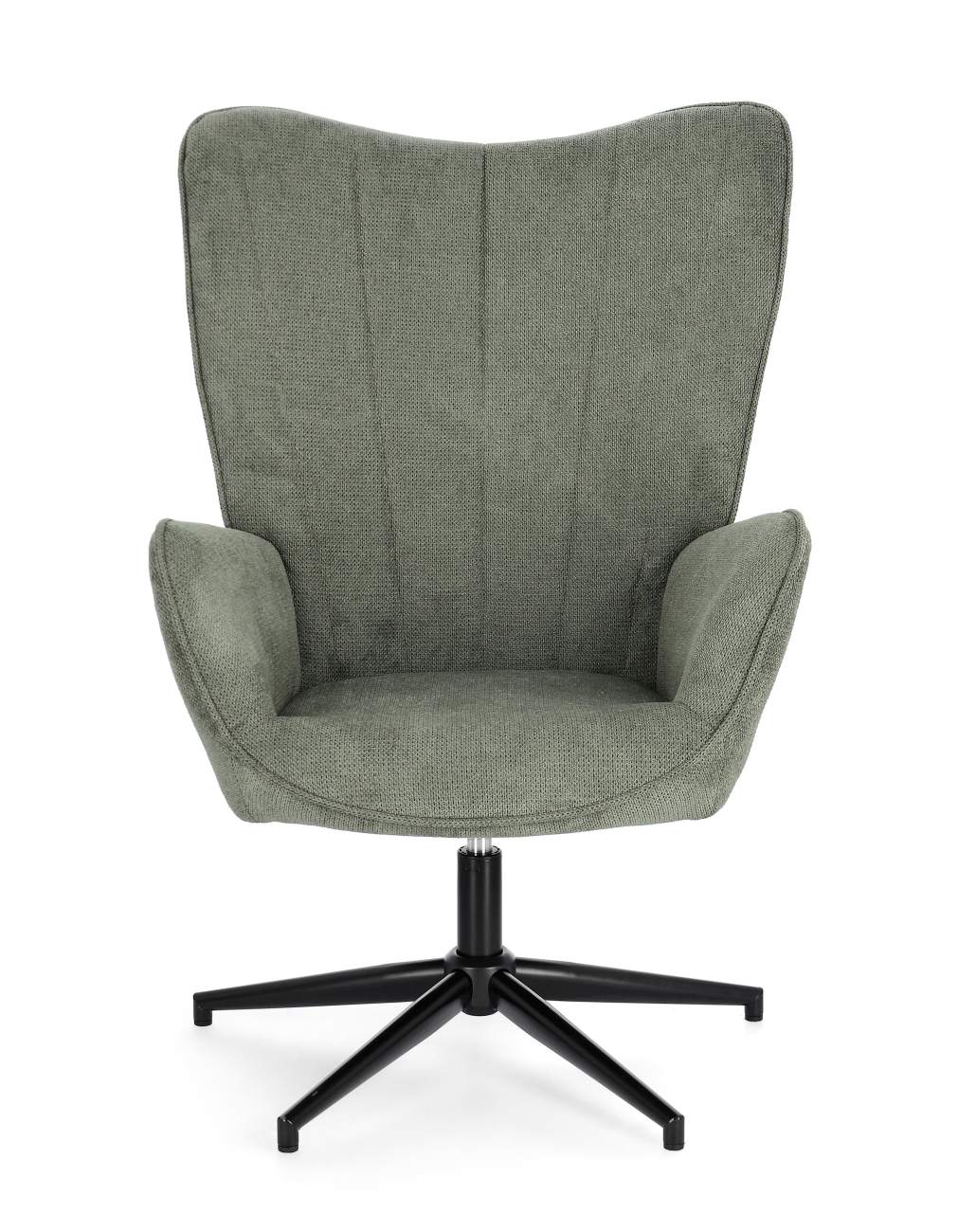 Der Drehsessel Inas überzeugt mit seinem modernen Stil. Gefertigt wurde er aus Stoff, welcher einen grünen Farbton besitzt. Das Gestell ist aus Metall und hat eine schwarze Farbe. Der Sessel besitzt eine Sitzhöhe von 50 cm.