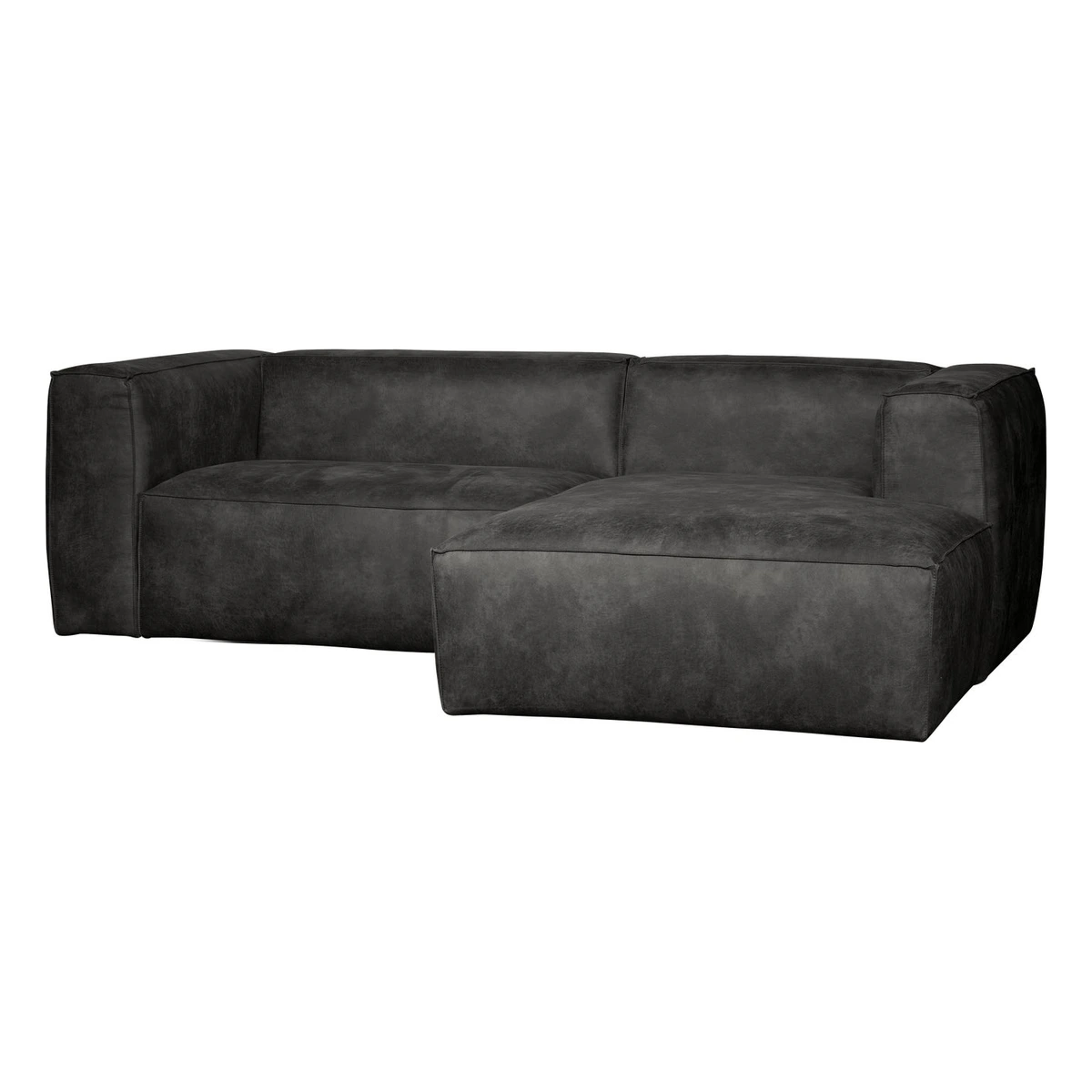 Ecksofa Chaiselongue Bean - Lederoptik Schwarz, Rechts