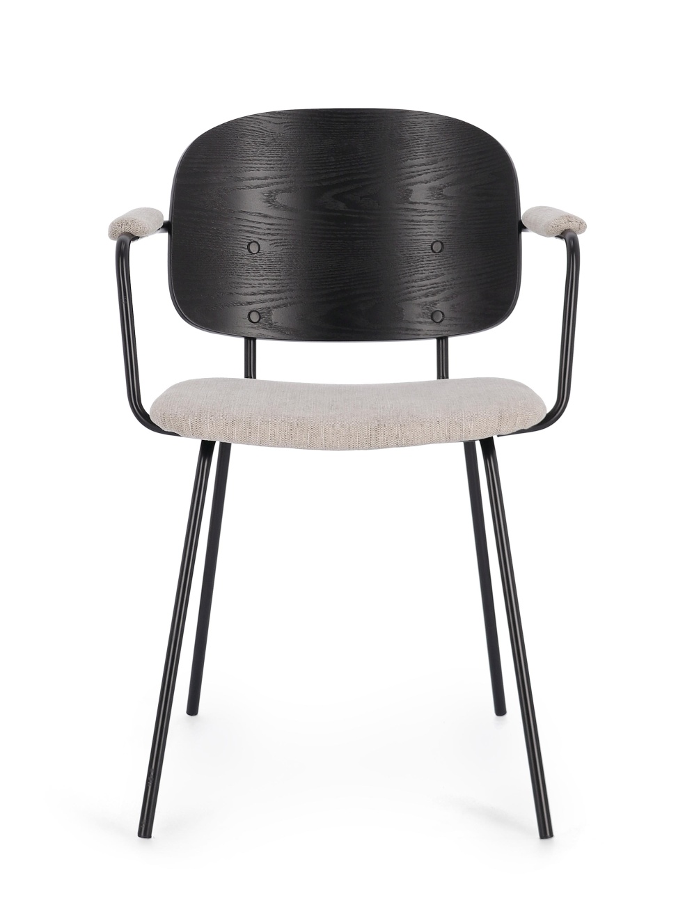 Der Esszimmerstuhl Sienna überzeugt mit seinem modernen Stil. Gefertigt wurde er aus Stoff, welcher einen natürlichen Farbton besitzt. Das Gestell ist aus Metall und hat eine schwarze Farbe. Der Stuhl besitzt eine Sitzhöhe von 48 cm.