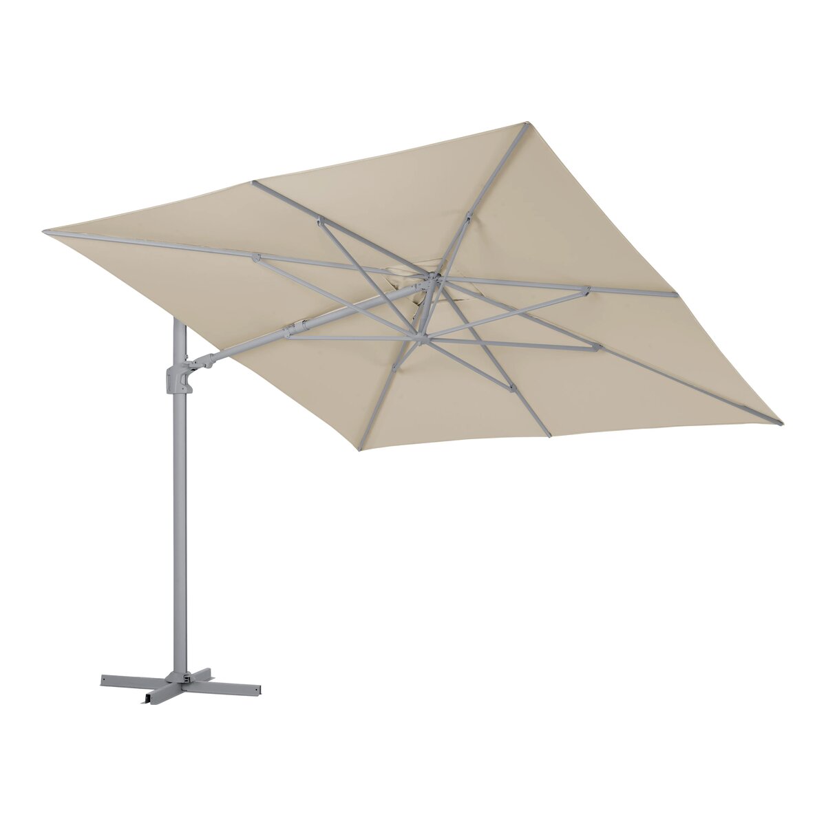 Ampelschirm Vinovo - Aluminium, Neigbar, 300x300 cm, Khaki
