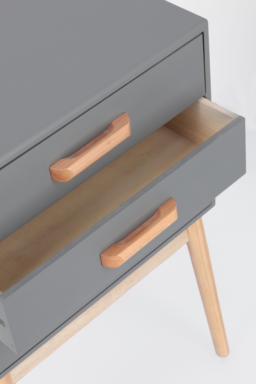 Kommode Ordinary aus Kiefernholz Grau, 3 Schubladen