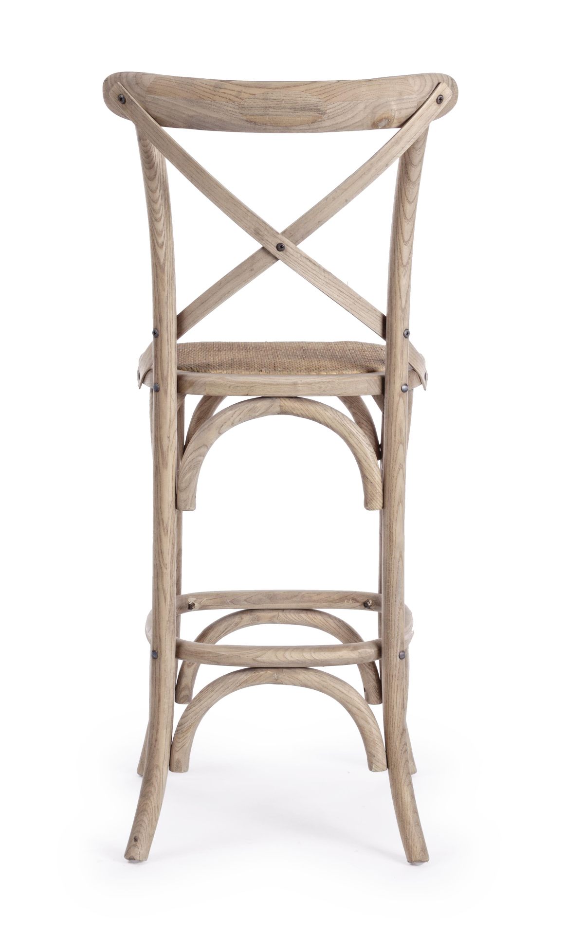 Der Barhocker Cross überzeugt mit seinem klassischen Design. Gefertigt wurde er aus Ulmenholz, welches einen natürlichen Farbton besitzt. Die Sitzfläche ist aus natürlichem Ratten Geflecht. Die Sitzhöhe des Hockers beträgt 73 cm.