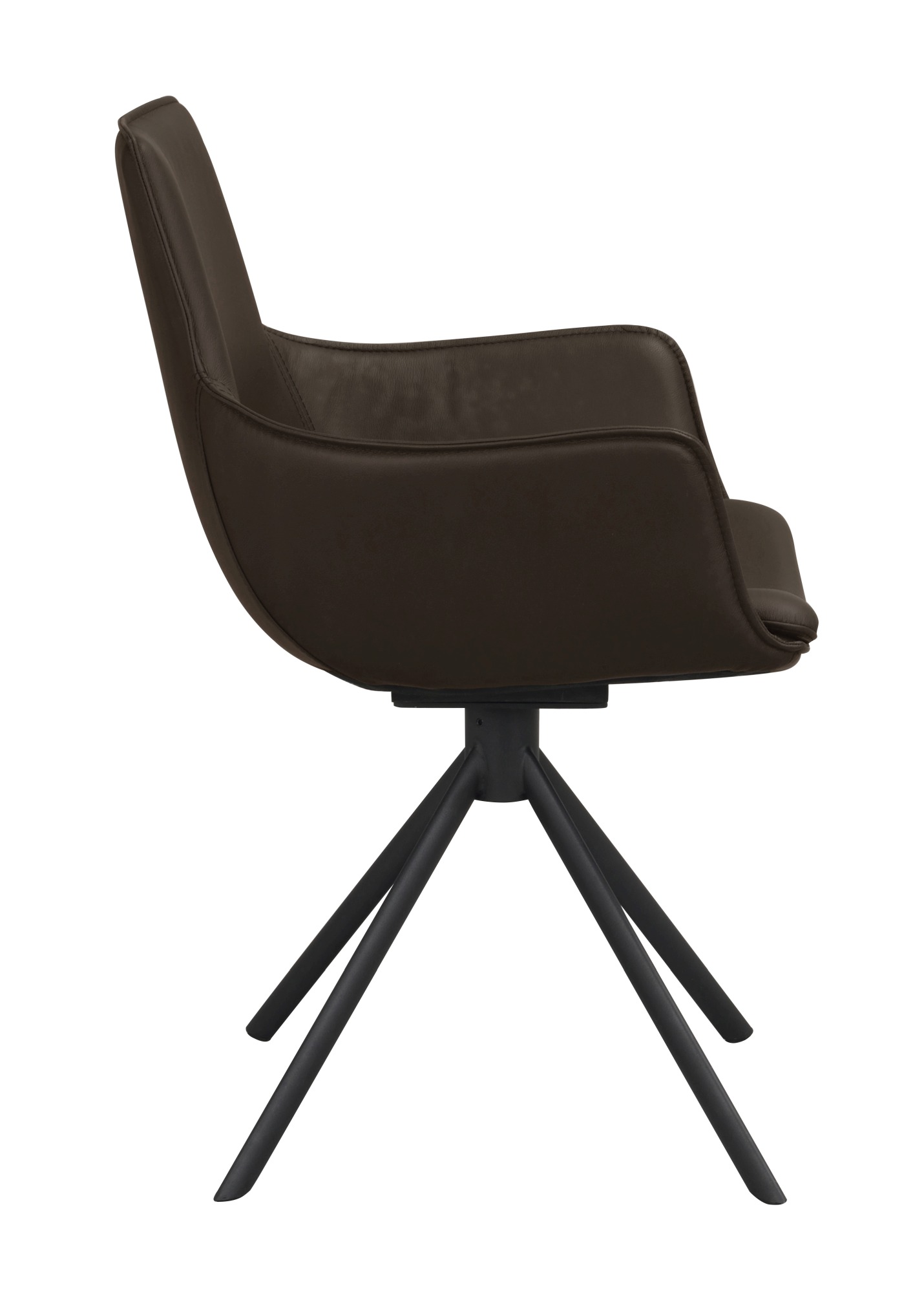 Stuhl Lowell 2er Set Drehgestell mit Armlehnen, Leder Braun – stilvoller Blickfang für Ihr Zuhause.