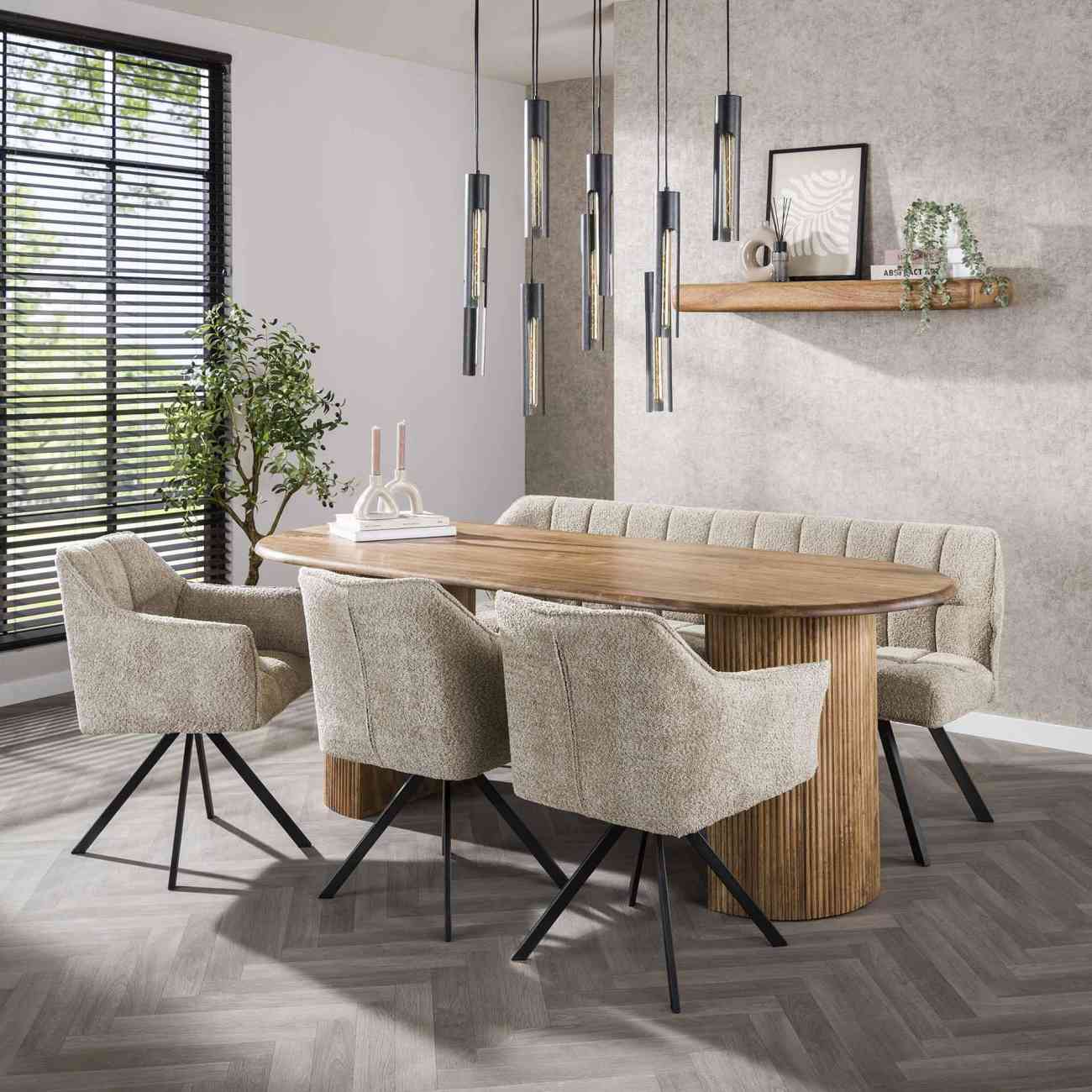 Esstisch Vagula - Magoholz Natur mit Sockelfüße, 215 x 90 cm